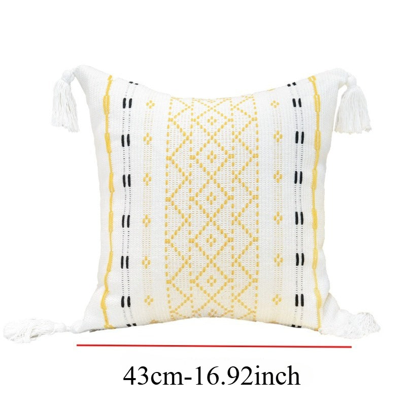 Jacquard Fringed Throw Pillow Simple Thickened Sofa Cushion Pillow Pillowcase