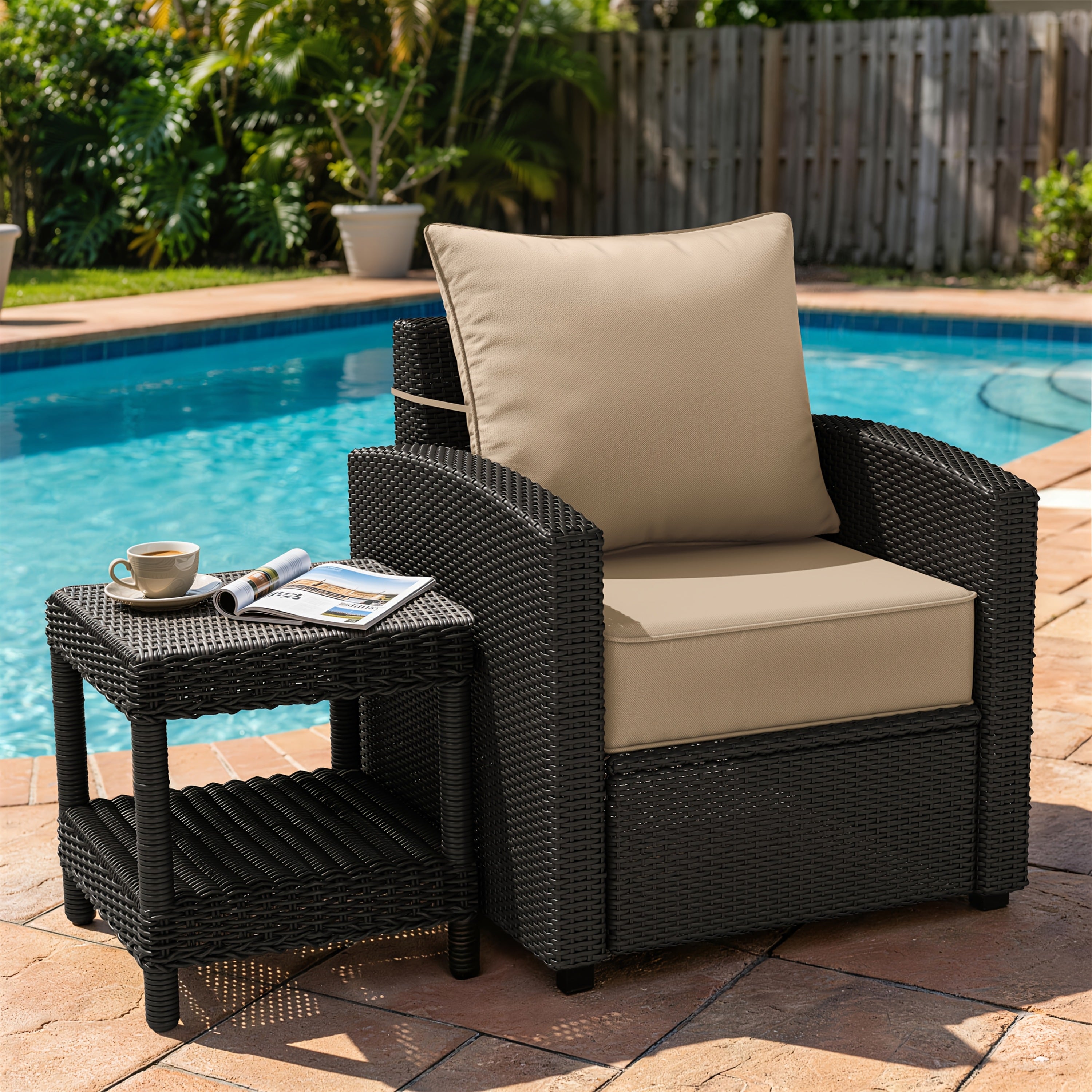 Outdoor Cushion Set of 1pc\u002F2pcs\u002F4pcs\u002F6pcs - Thick 35D High-Density Foam Cushions Measuring 24*24*6.5 Inches, Featuring Quick Rebound, High Durability, And Easy Cleaning, Suitable for Outdoor Furniture Like Sofas And Patio Chairs