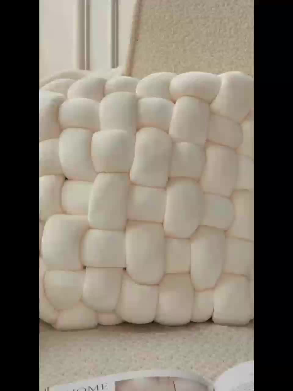 Handmade Square Throw & Back Cushion - Fiber Texture Sofa Bed Chair Office Pillow, Soft Tatami, Handwashable All-Season Decorative Accent for Home - Ideal Cozy Gift (Polyfill Suitable for Most Bedframes)