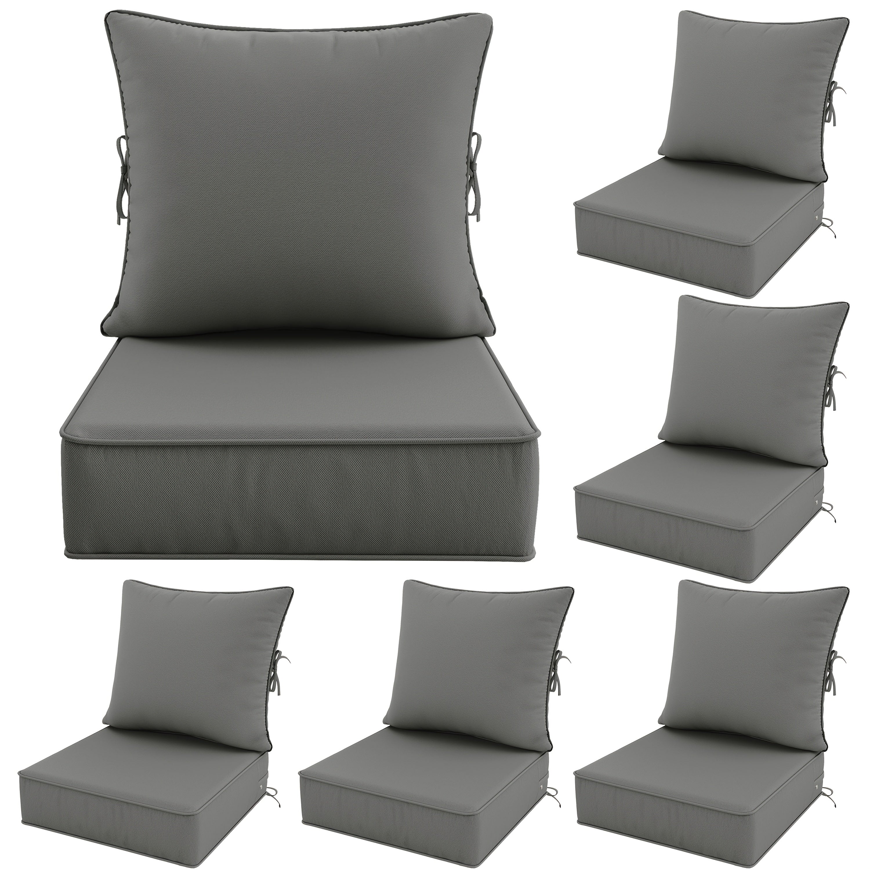 Outdoor Cushion Set of 1pc\u002F2pcs\u002F4pcs\u002F6pcs - Thick 35D High-Density Foam Cushions Measuring 24*24*6.5 Inches, Featuring Quick Rebound, High Durability, And Easy Cleaning, Suitable for Outdoor Furniture Like Sofas And Patio Chairs
