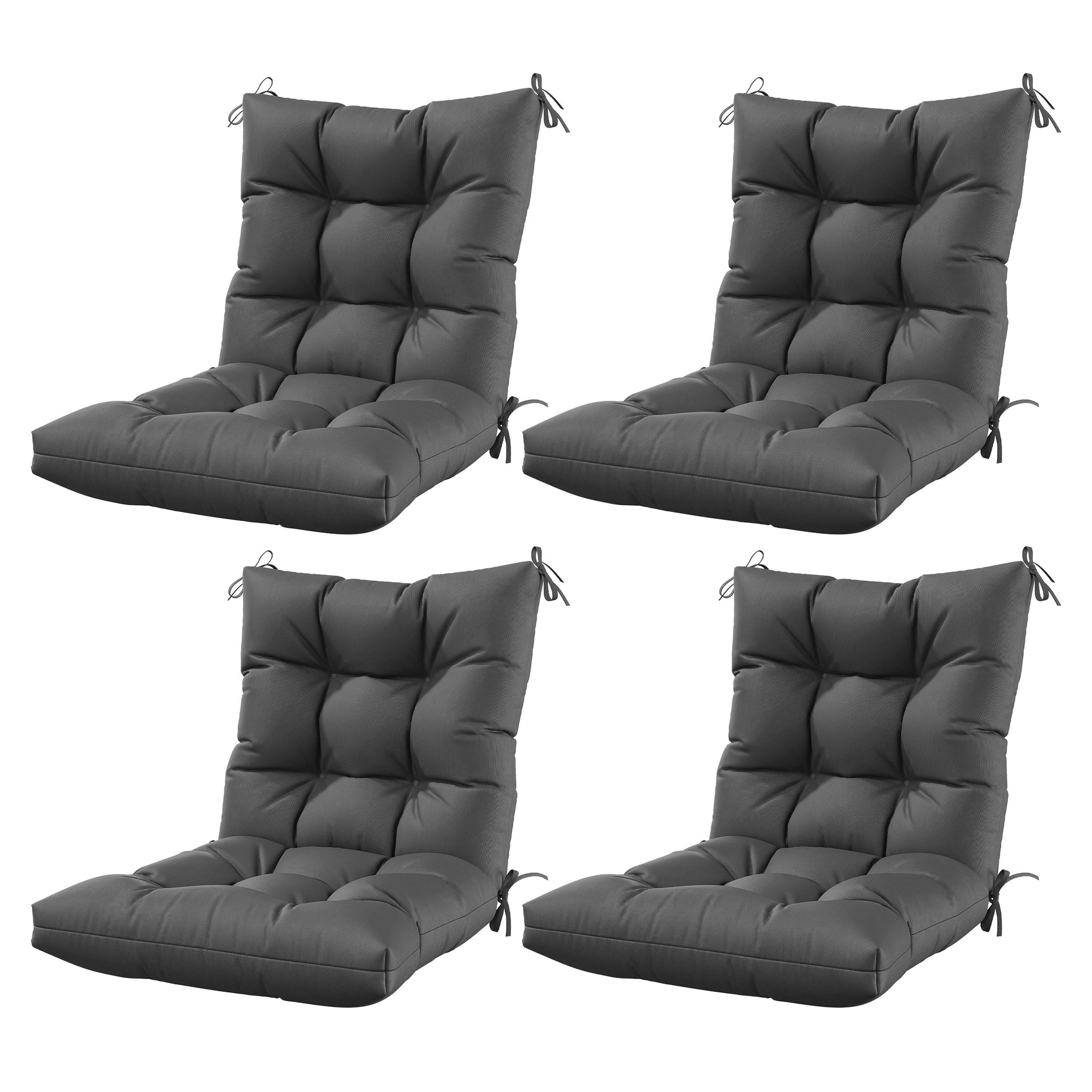 Set of 4 Outdoor Seat\u002FBack Cushions, 5 Inches Thick with High Elasticity, Fade-Resistant, Waterproof, And Durable Tufted Pads (With Ties).