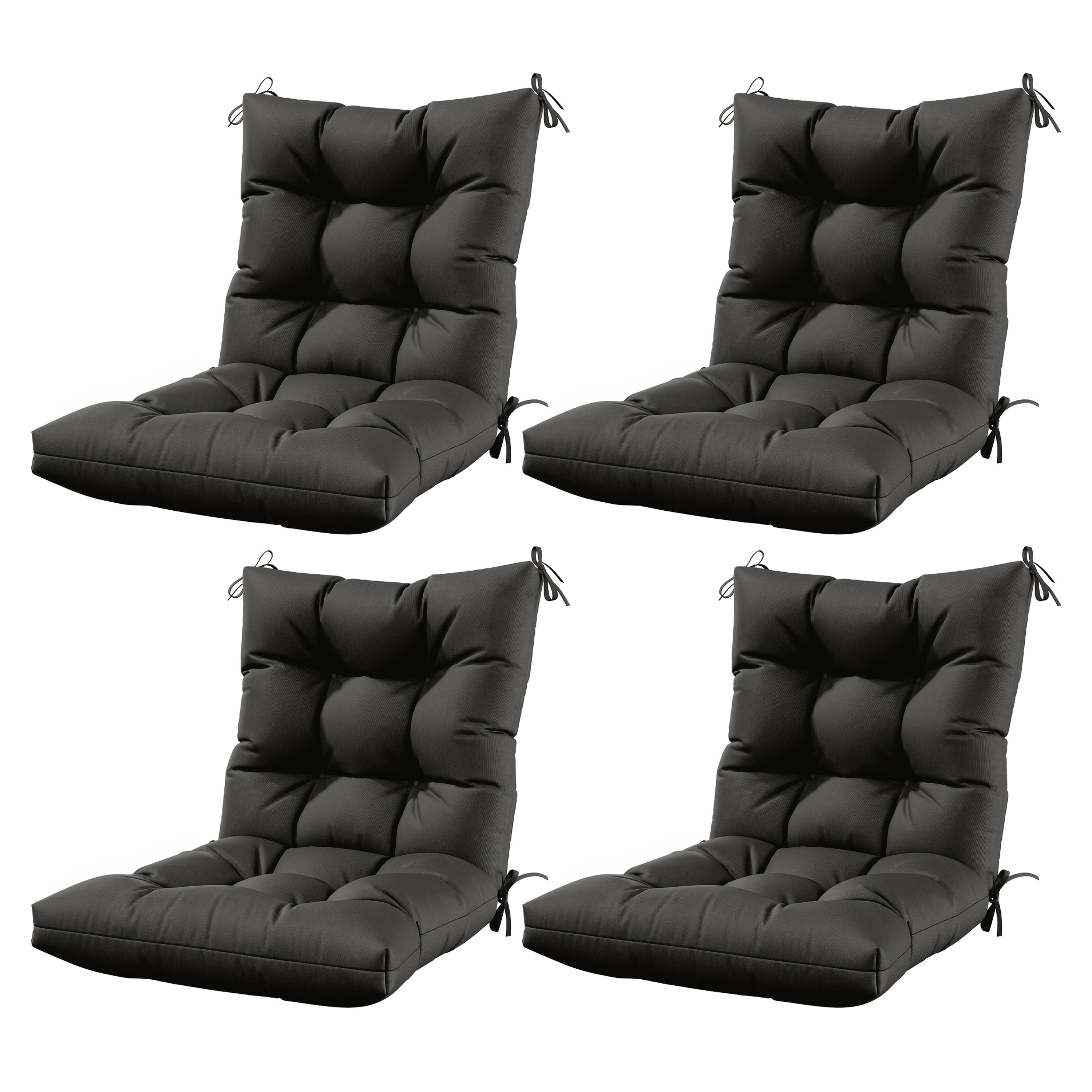 Set of 4 Outdoor Seat\u002FBack Cushions, 5 Inches Thick with High Elasticity, Fade-Resistant, Waterproof, And Durable Tufted Pads (With Ties).