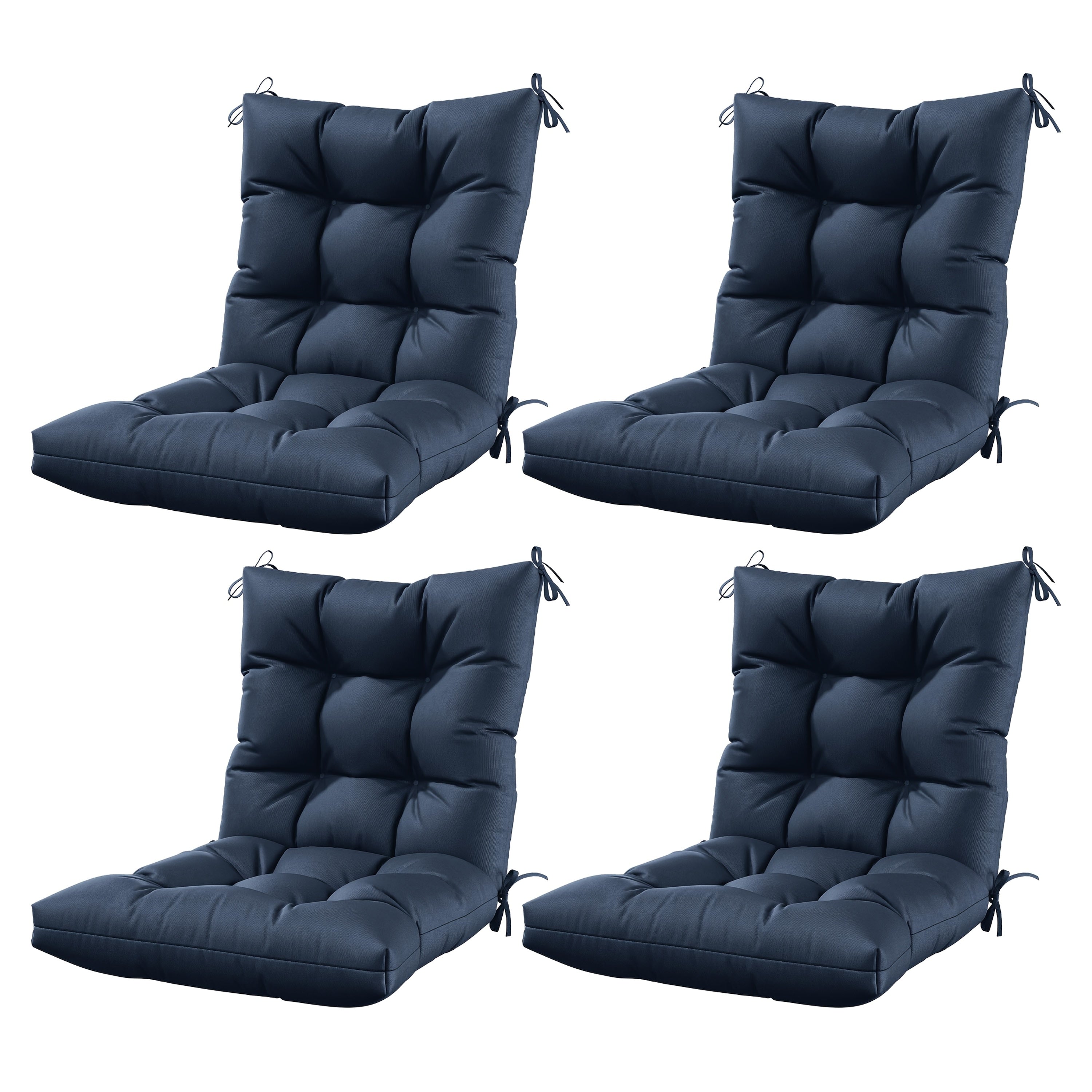Set of 4 Outdoor Seat\u002FBack Cushions, 5 Inches Thick with High Elasticity, Fade-Resistant, Waterproof, And Durable Tufted Pads (With Ties).