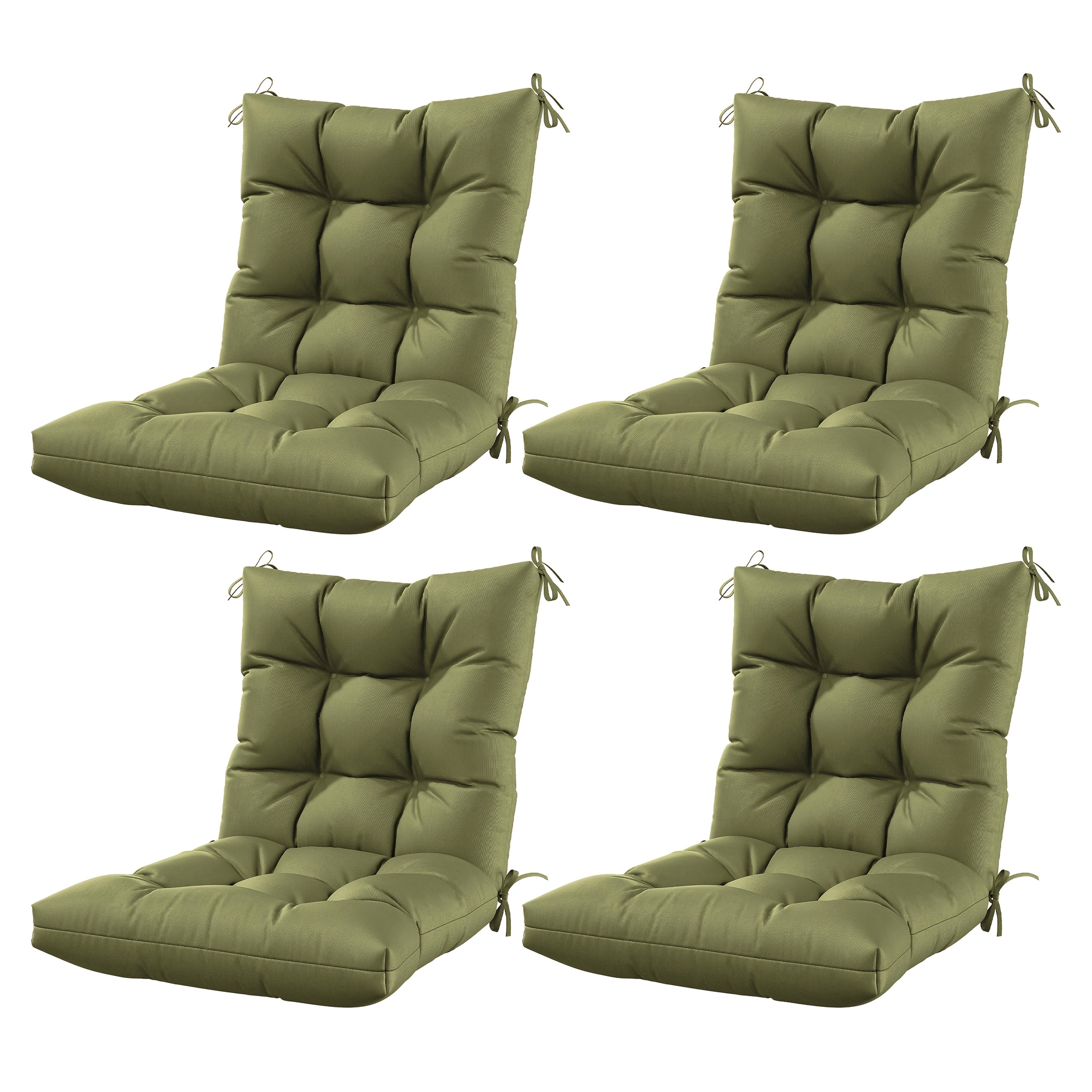 Set of 4 Outdoor Seat\u002FBack Cushions, 5 Inches Thick with High Elasticity, Fade-Resistant, Waterproof, And Durable Tufted Pads (With Ties).