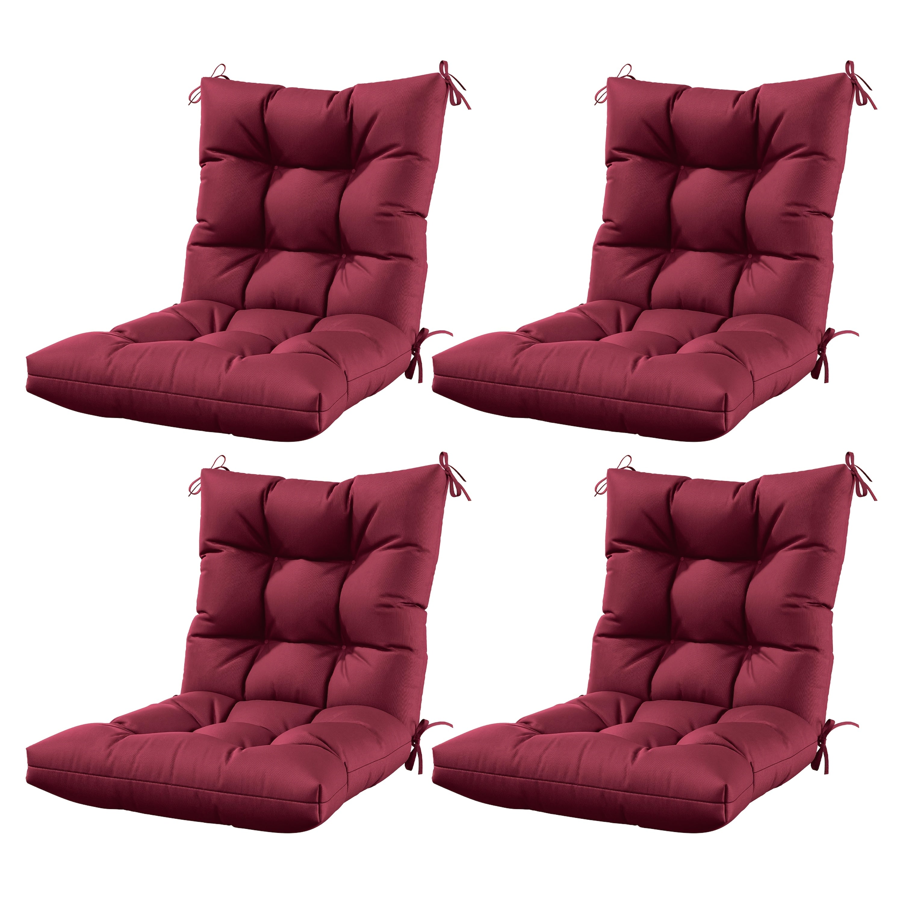 Set of 4 Outdoor Seat\u002FBack Cushions, 5 Inches Thick with High Elasticity, Fade-Resistant, Waterproof, And Durable Tufted Pads (With Ties).