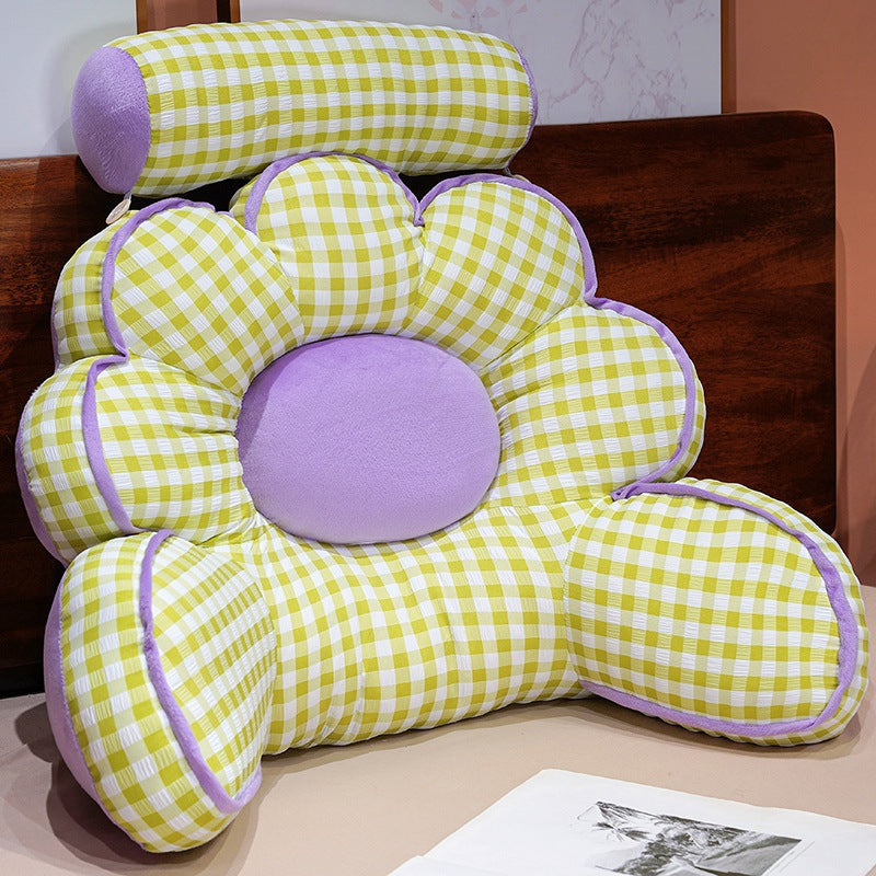 Checkered Petal Headboard Cushion, Bedroom Bed Pillow, Reading\u002Foffice Sofa Pillow, Lumbar Support Pillow. Simple Design, Suitable for Various Home Styles. A Perfect Moving, Holiday, or Birthday Gift for Family and Friends.