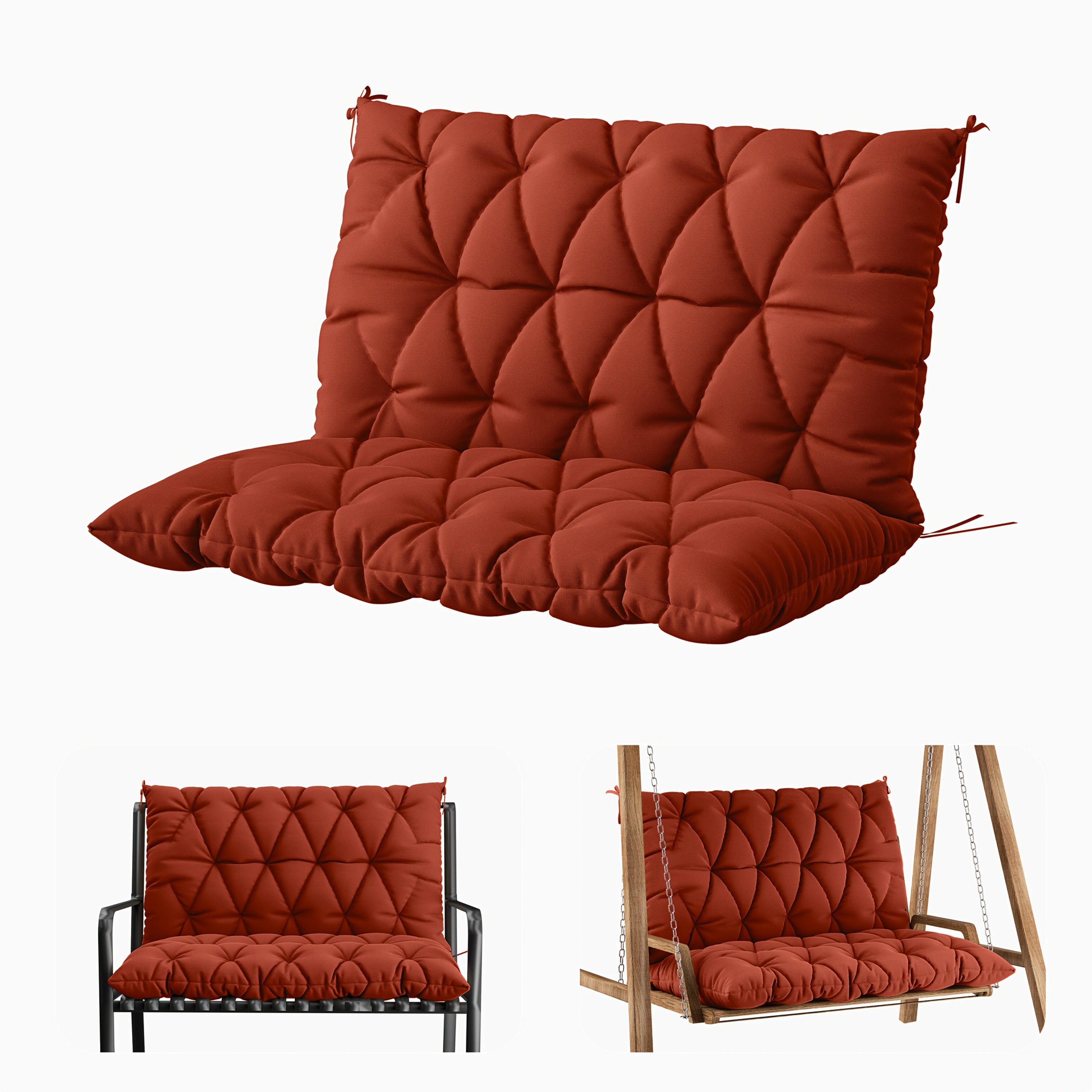 1pc Outdoor Swing Cushion With Backrest, 47x40 Inches, 5 Inches Thick, Waterproof Chair Cushion For Outdoor Furniture, 2-3 Seat Replaceable 5 Inch Swing Cushion, Great For Backyard, Garden, Etc., 19 Colors Available, Cushion Only