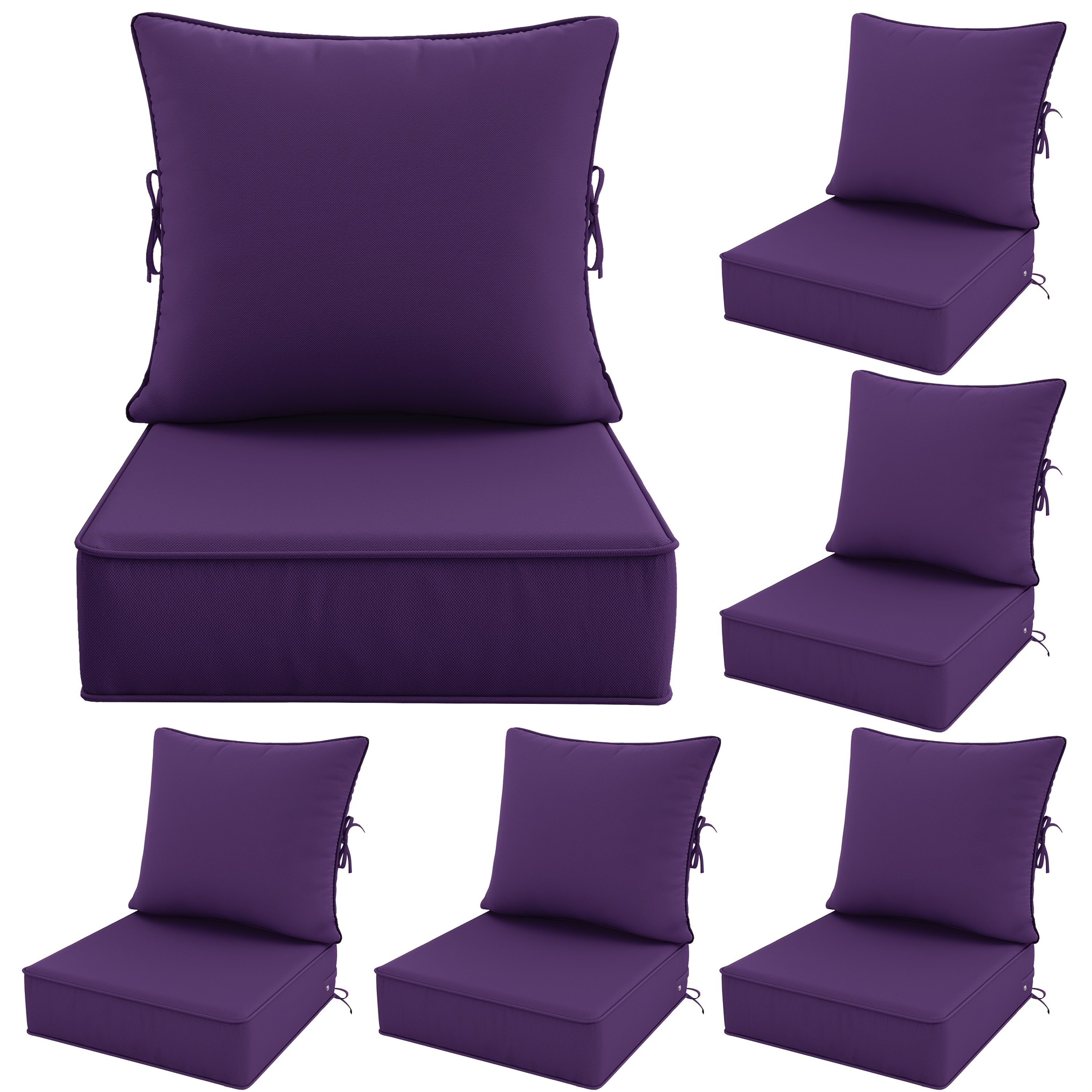 Outdoor Cushion Set of 1pc\u002F2pcs\u002F4pcs\u002F6pcs - Thick 35D High-Density Foam Cushions Measuring 24*24*6.5 Inches, Featuring Quick Rebound, High Durability, And Easy Cleaning, Suitable for Outdoor Furniture Like Sofas And Patio Chairs