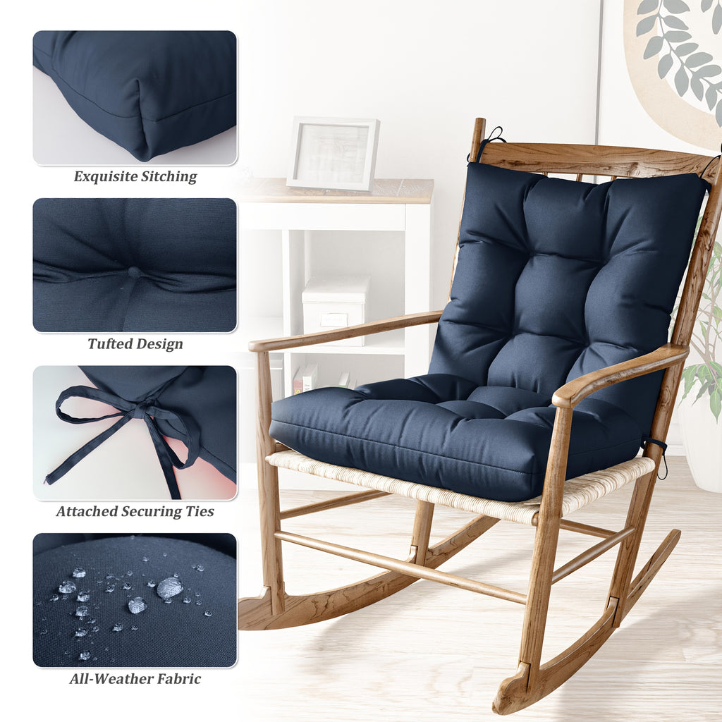 Set of 4 Outdoor Seat\u002FBack Cushions, 5 Inches Thick with High Elasticity, Fade-Resistant, Waterproof, And Durable Tufted Pads (With Ties).