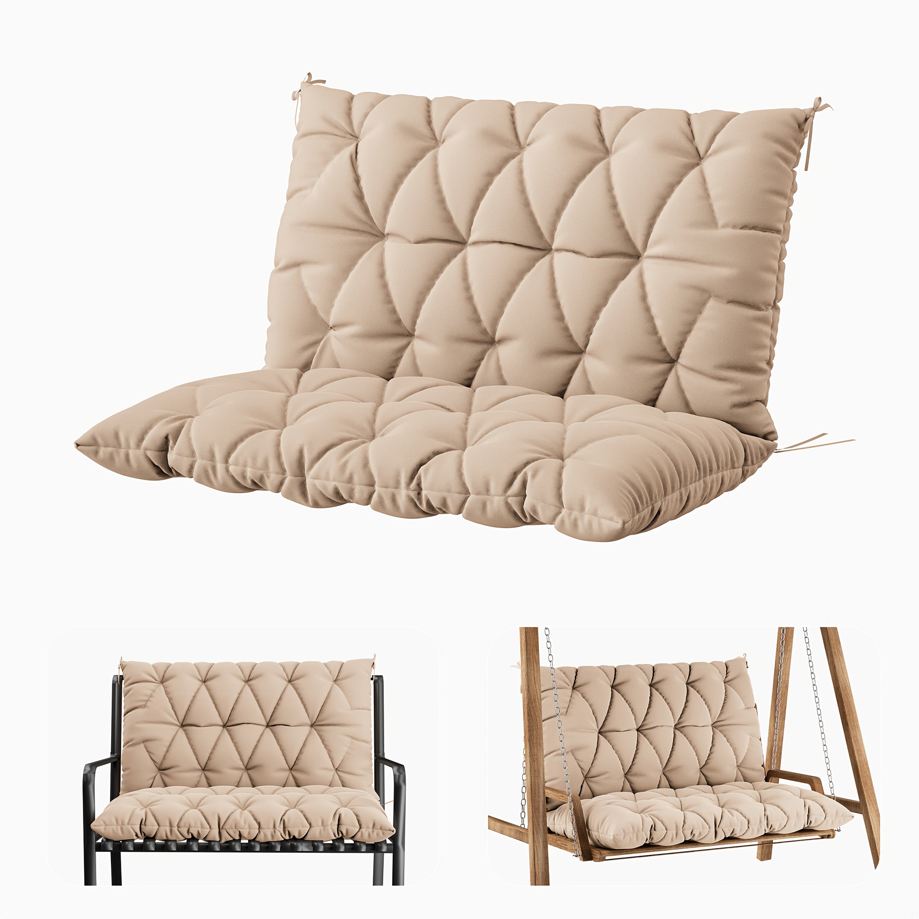 1pc Outdoor Swing Cushion With Backrest, 47x40 Inches, 5 Inches Thick, Waterproof Chair Cushion For Outdoor Furniture, 2-3 Seat Replaceable 5 Inch Swing Cushion, Great For Backyard, Garden, Etc., 19 Colors Available, Cushion Only