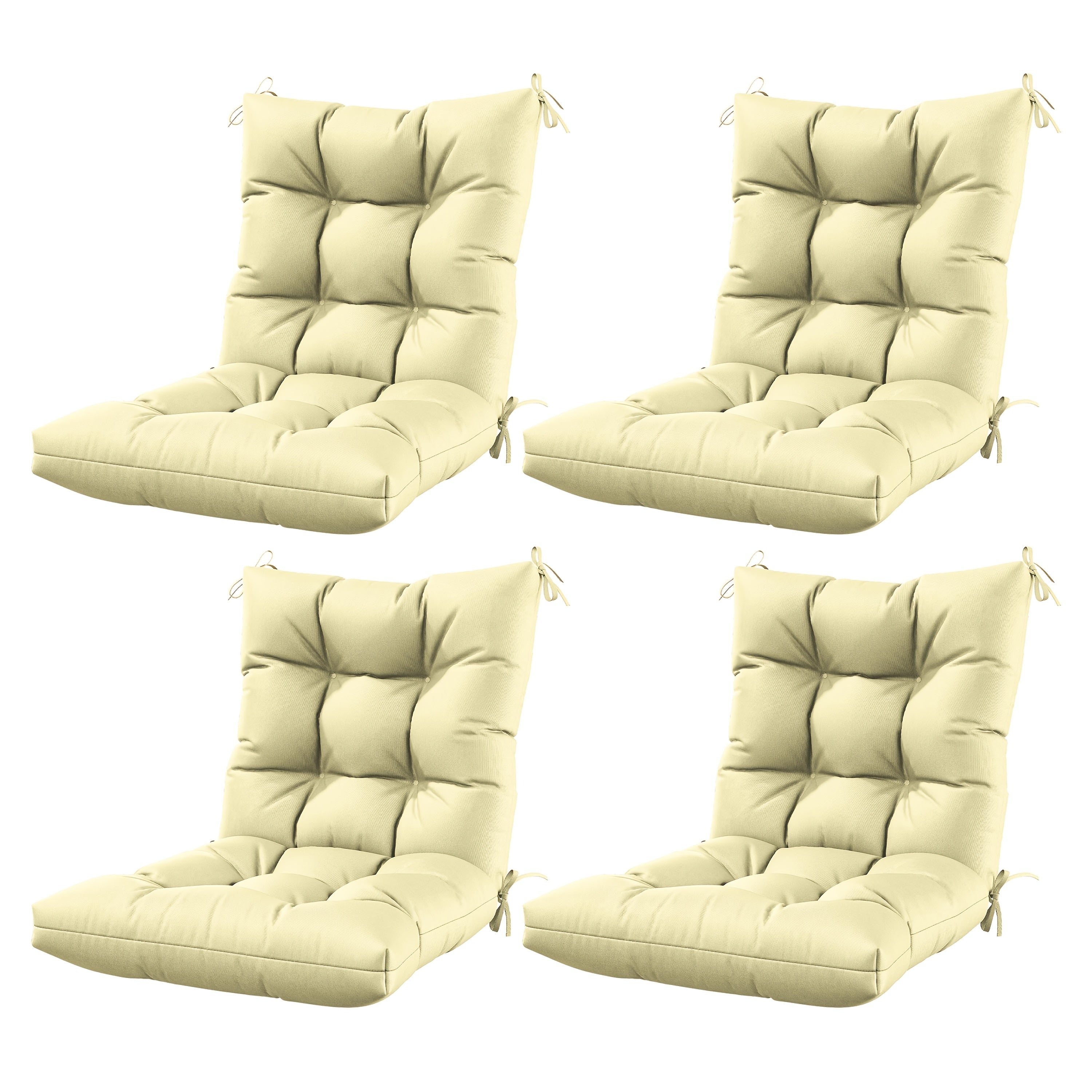 Set of 4 Outdoor Seat\u002FBack Cushions, 5 Inches Thick with High Elasticity, Fade-Resistant, Waterproof, And Durable Tufted Pads (With Ties).