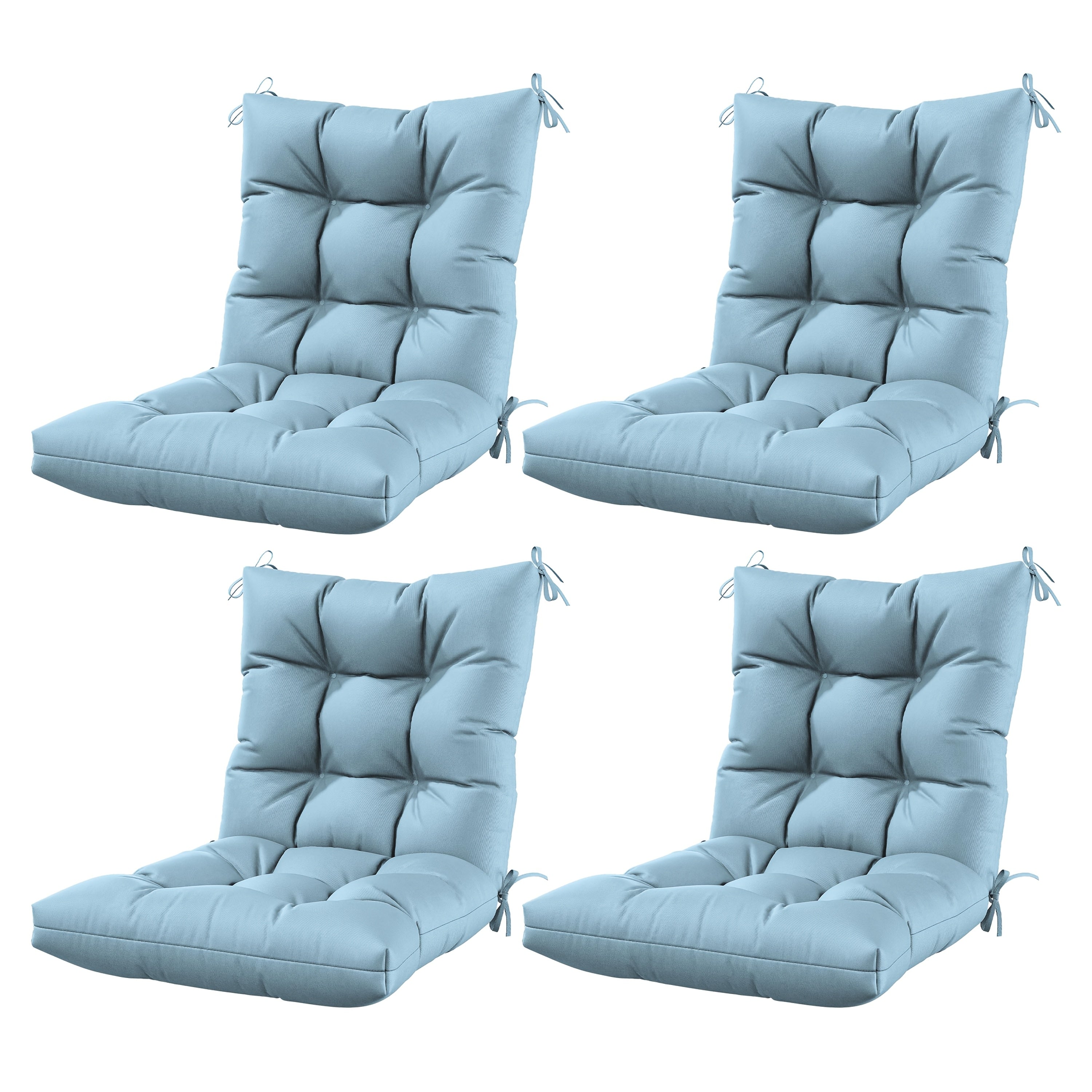 Set of 4 Outdoor Seat\u002FBack Cushions, 5 Inches Thick with High Elasticity, Fade-Resistant, Waterproof, And Durable Tufted Pads (With Ties).