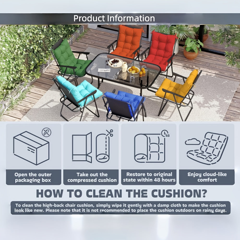 Set of 4 Outdoor Seat\u002FBack Cushions, 5 Inches Thick with High Elasticity, Fade-Resistant, Waterproof, And Durable Tufted Pads (With Ties).