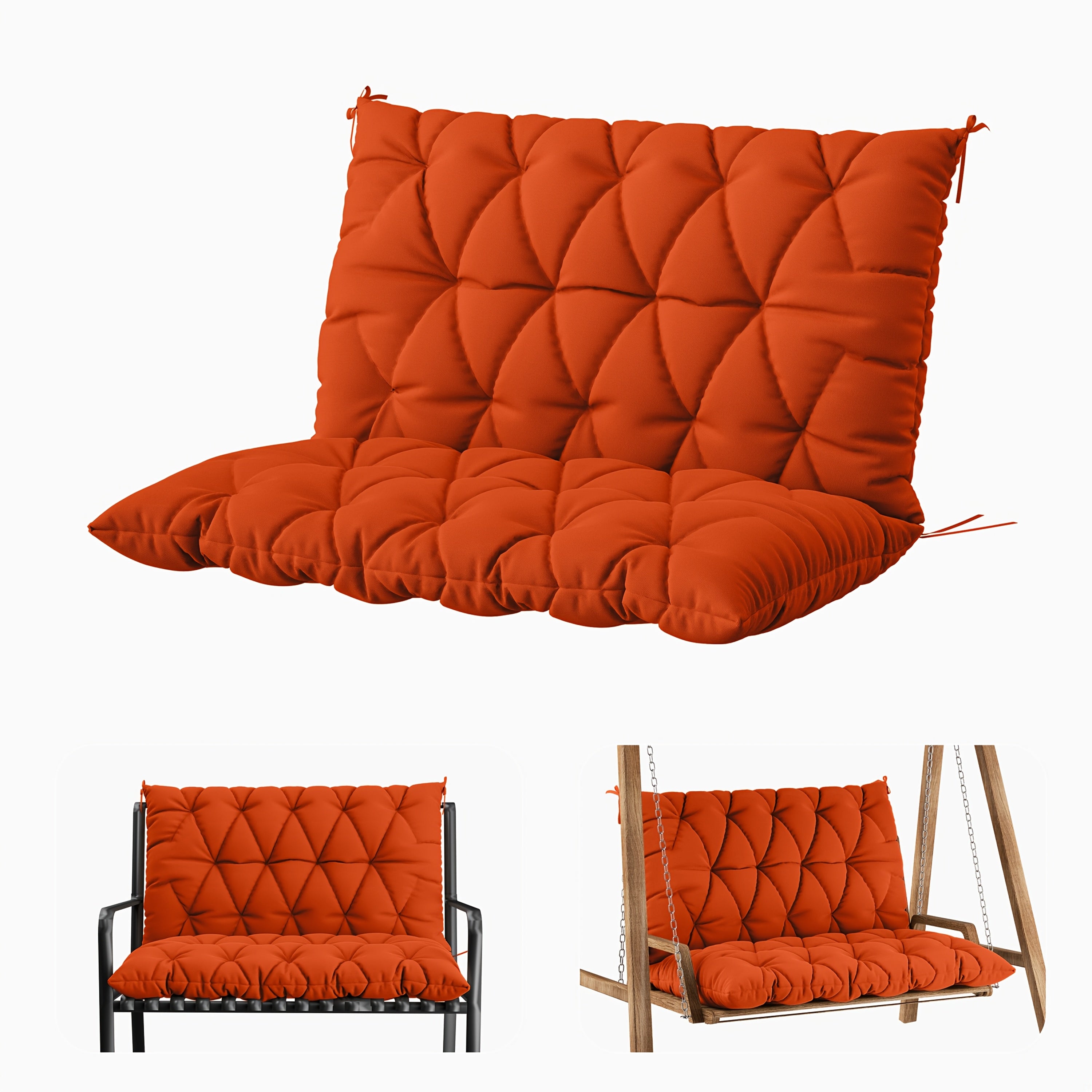 1pc Outdoor Swing Cushion With Backrest, 47x40 Inches, 5 Inches Thick, Waterproof Chair Cushion For Outdoor Furniture, 2-3 Seat Replaceable 5 Inch Swing Cushion, Great For Backyard, Garden, Etc., 19 Colors Available, Cushion Only