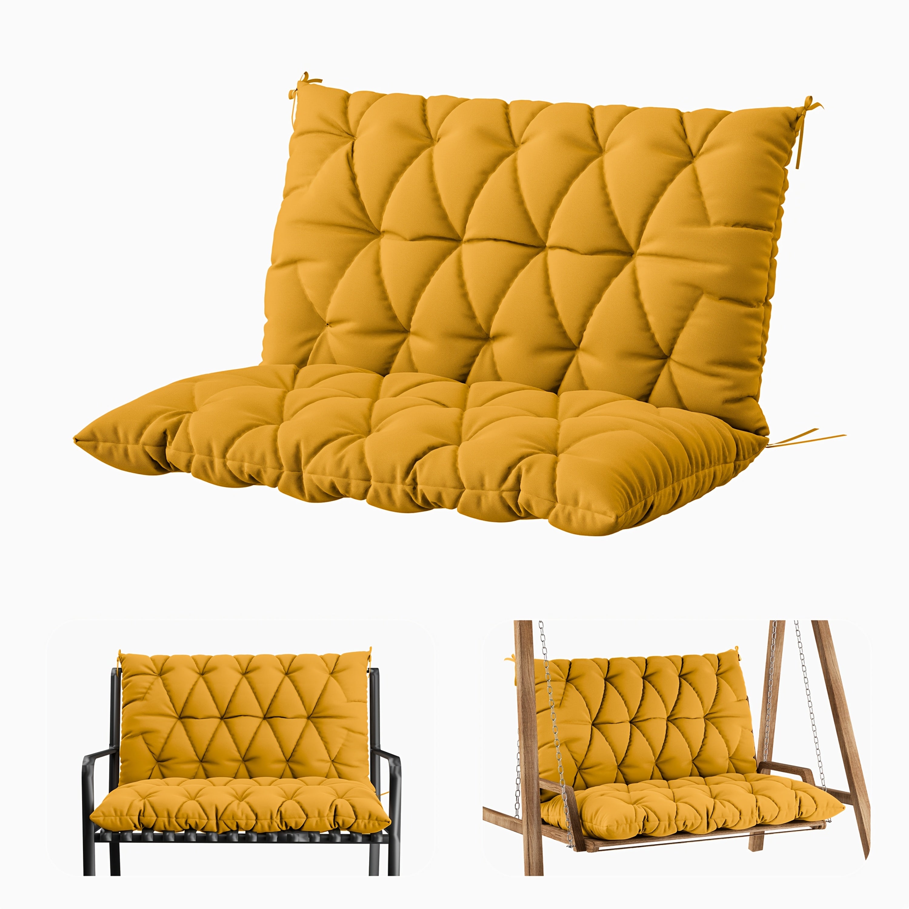1pc Outdoor Swing Cushion With Backrest, 47x40 Inches, 5 Inches Thick, Waterproof Chair Cushion For Outdoor Furniture, 2-3 Seat Replaceable 5 Inch Swing Cushion, Great For Backyard, Garden, Etc., 19 Colors Available, Cushion Only