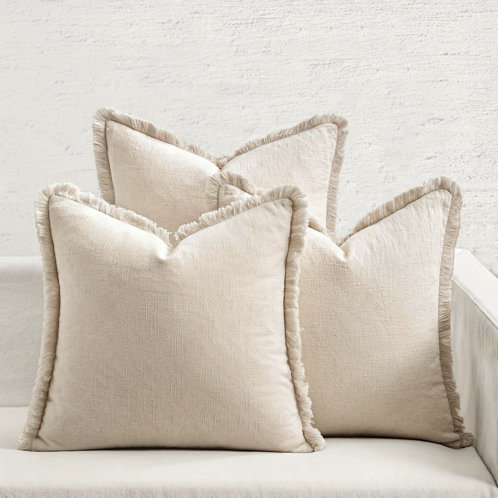 Set of 3 Neutral Tassel Decorative Pillow Covers, Featuring a Bohemian Farmhouse Style, Suitable for Bedding, Sofas, And Living Room Home Decor