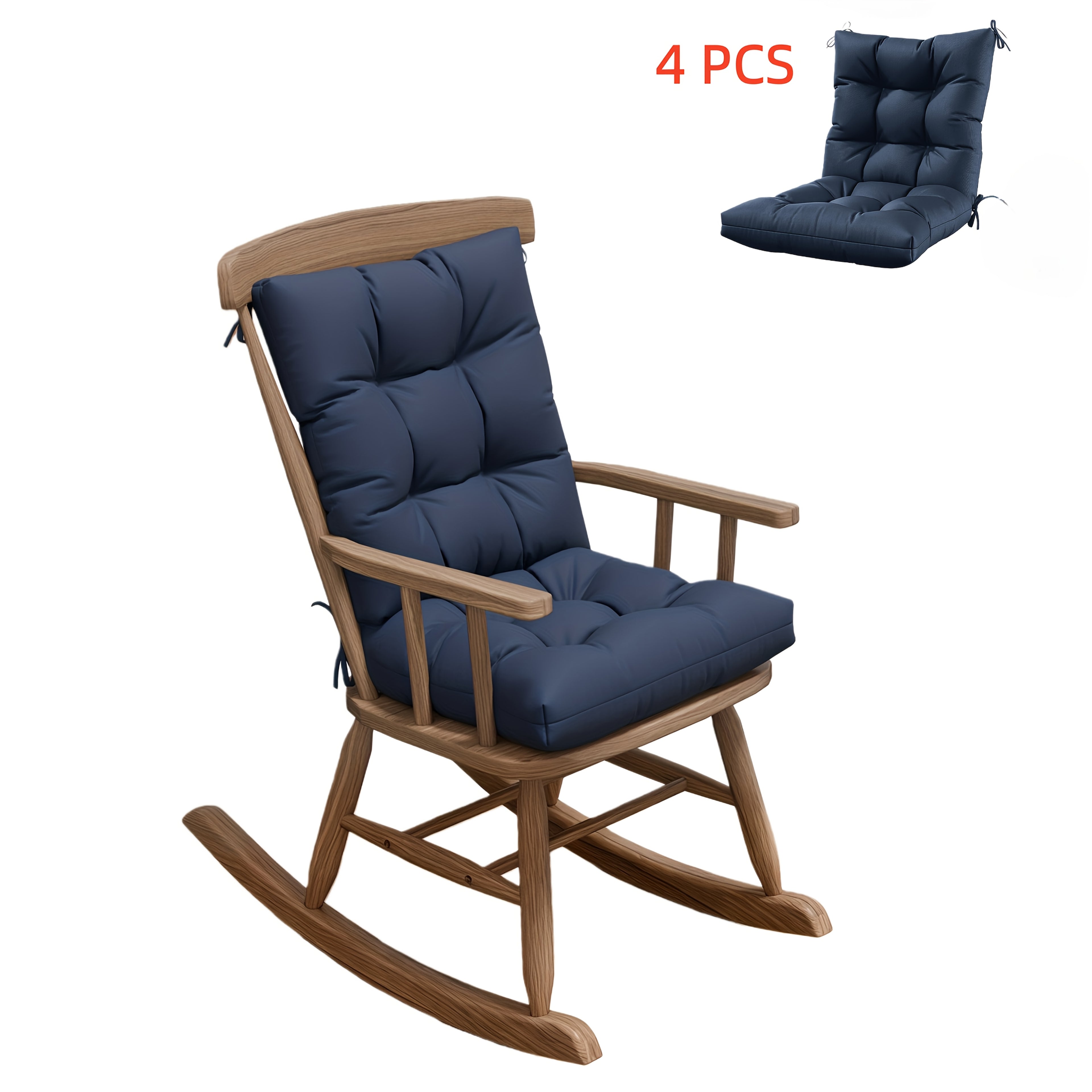 Set of 4 Outdoor Seat\u002FBack Cushions, 5 Inches Thick with High Elasticity, Fade-Resistant, Waterproof, And Durable Tufted Pads (With Ties).