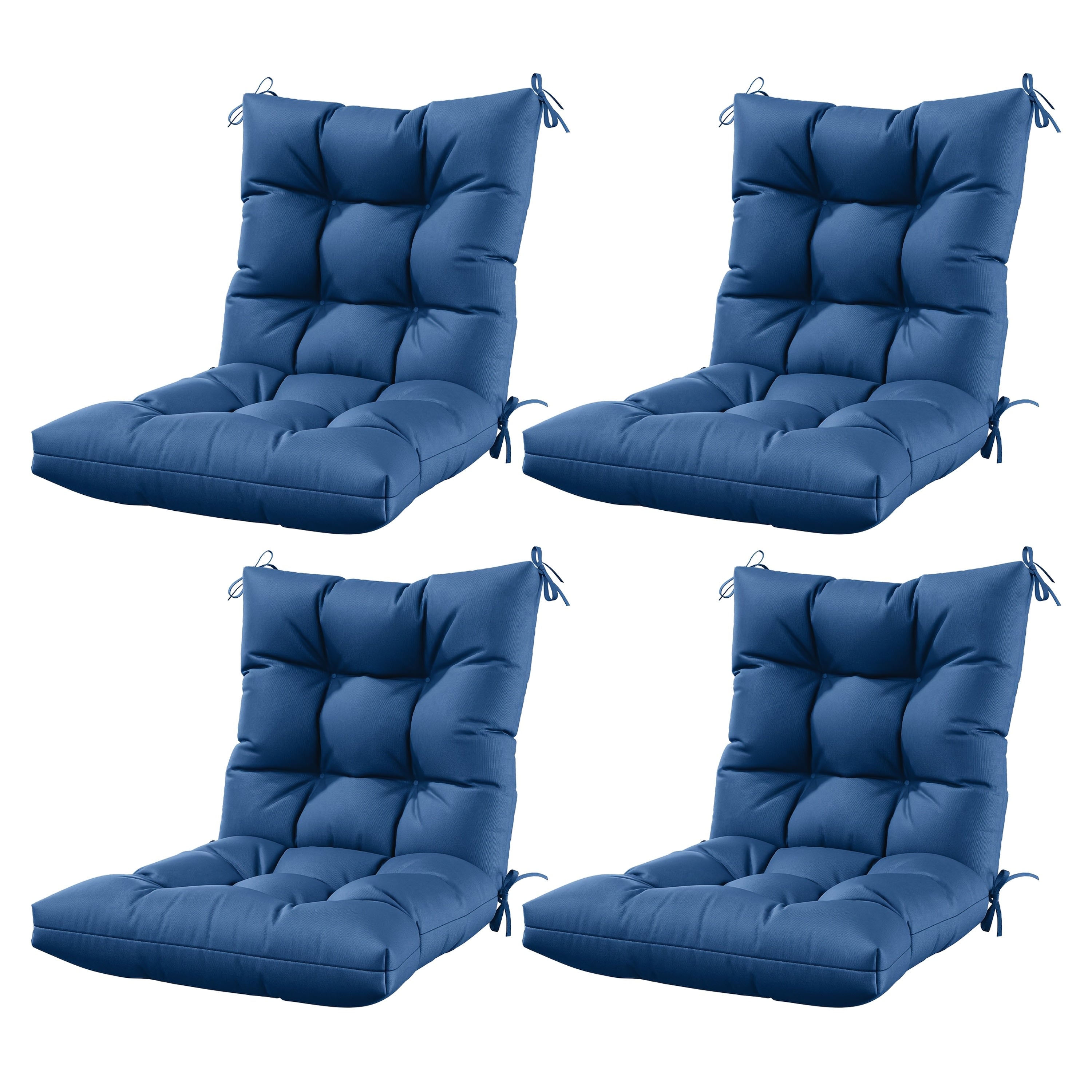 Set of 4 Outdoor Seat\u002FBack Cushions, 5 Inches Thick with High Elasticity, Fade-Resistant, Waterproof, And Durable Tufted Pads (With Ties).