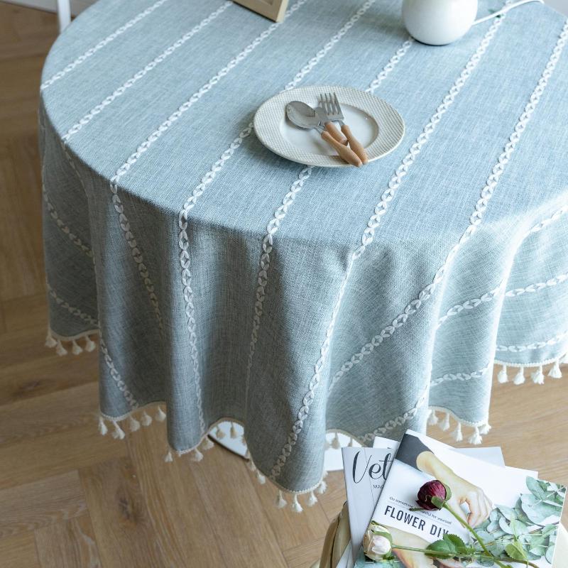 A Vintage Rustic Tablecloth Set (Wrinkle-Resistant, with Fringe Trim And Embroidered Design) Suitable for Dining Rooms, Kitchens, And Living Areas | Summer Collection | Ideal Christmas Gift | Dimensions: 60\