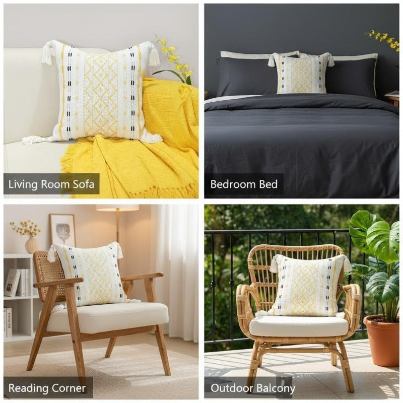 Jacquard Fringed Throw Pillow Simple Thickened Sofa Cushion Pillow Pillowcase