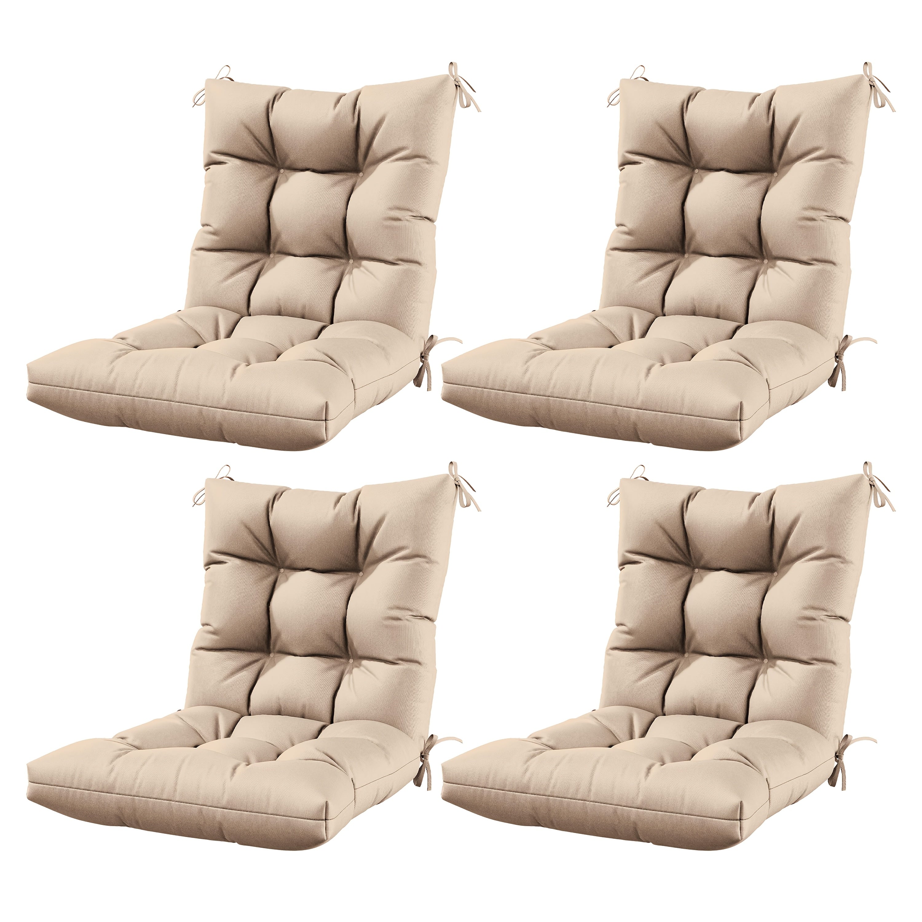 Set of 4 Outdoor Seat\u002FBack Cushions, 5 Inches Thick with High Elasticity, Fade-Resistant, Waterproof, And Durable Tufted Pads (With Ties).