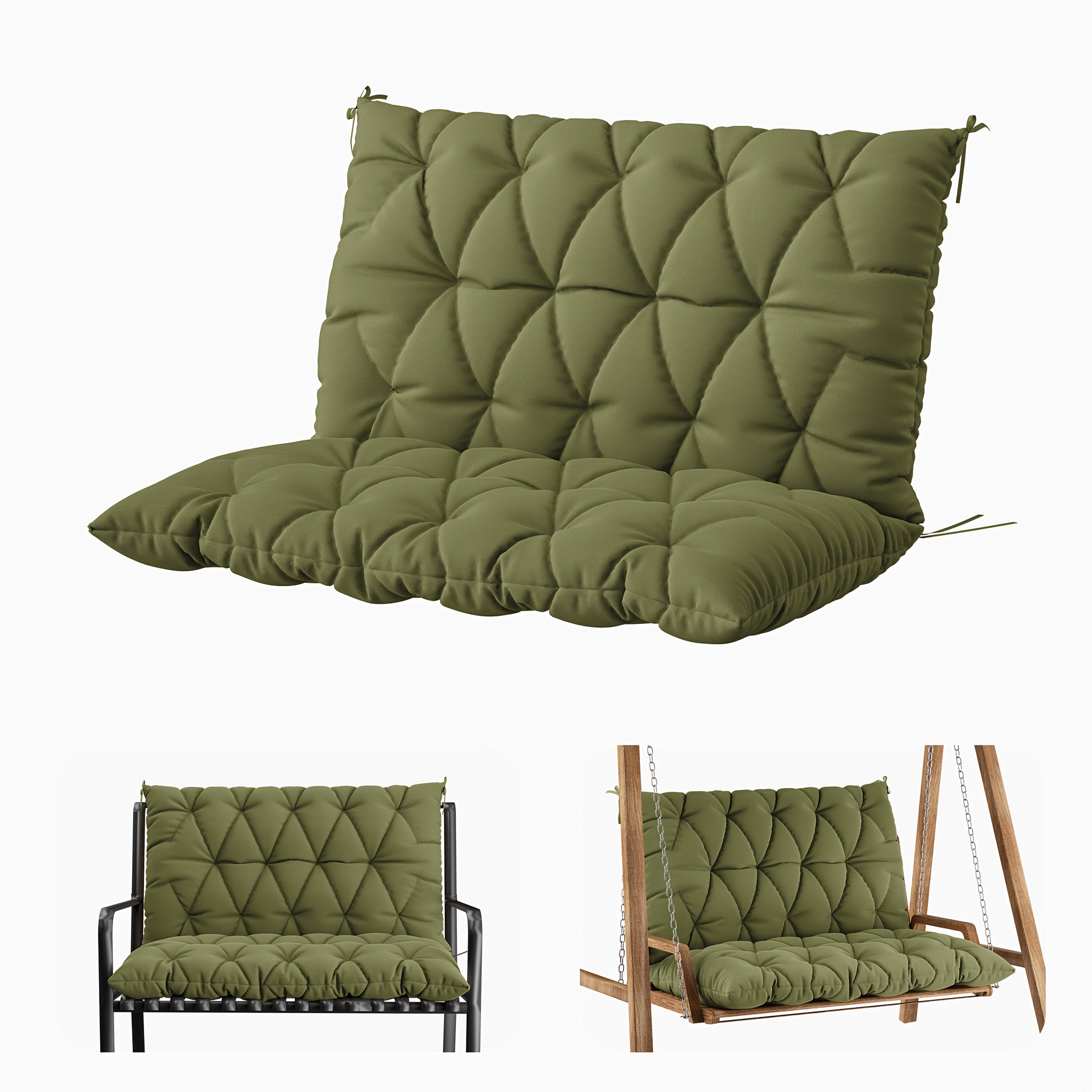 1pc Outdoor Swing Cushion With Backrest, 47x40 Inches, 5 Inches Thick, Waterproof Chair Cushion For Outdoor Furniture, 2-3 Seat Replaceable 5 Inch Swing Cushion, Great For Backyard, Garden, Etc., 19 Colors Available, Cushion Only