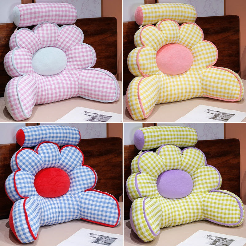 Checkered Petal Headboard Cushion, Bedroom Bed Pillow, Reading\u002Foffice Sofa Pillow, Lumbar Support Pillow. Simple Design, Suitable for Various Home Styles. A Perfect Moving, Holiday, or Birthday Gift for Family and Friends.