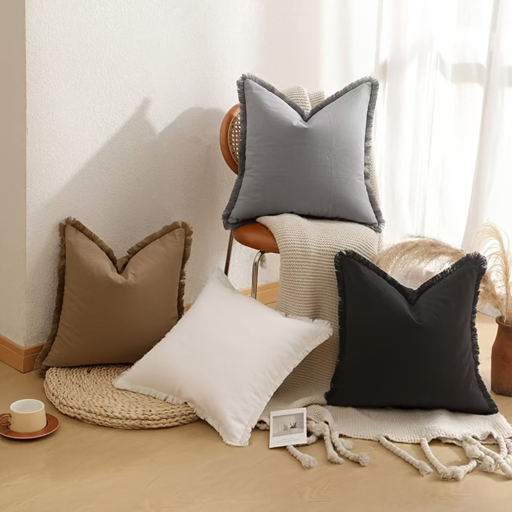 Set of 3 Neutral Tassel Decorative Pillow Covers, Featuring a Bohemian Farmhouse Style, Suitable for Bedding, Sofas, And Living Room Home Decor