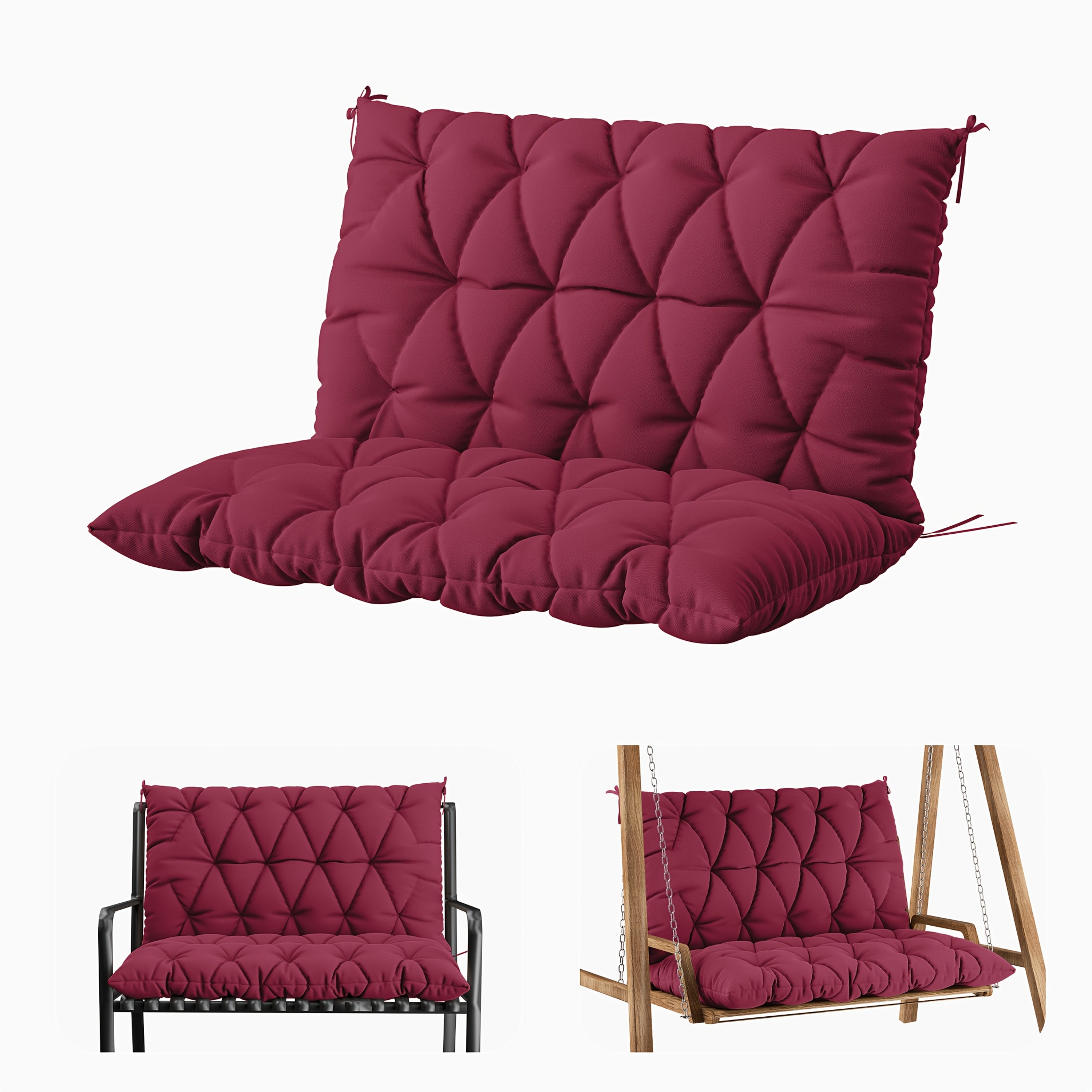 1pc Outdoor Swing Cushion With Backrest, 47x40 Inches, 5 Inches Thick, Waterproof Chair Cushion For Outdoor Furniture, 2-3 Seat Replaceable 5 Inch Swing Cushion, Great For Backyard, Garden, Etc., 19 Colors Available, Cushion Only