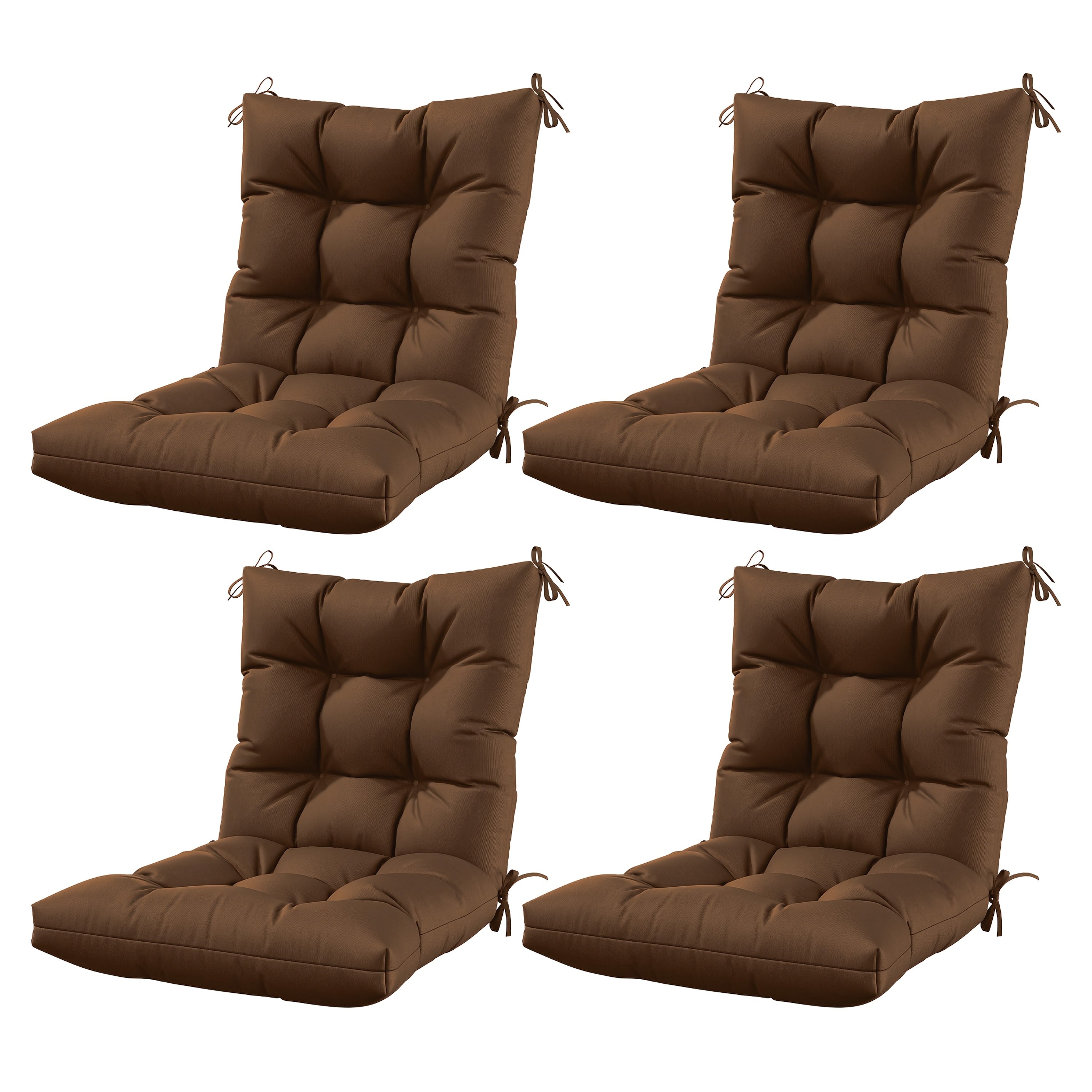 Set of 4 Outdoor Seat\u002FBack Cushions, 5 Inches Thick with High Elasticity, Fade-Resistant, Waterproof, And Durable Tufted Pads (With Ties).