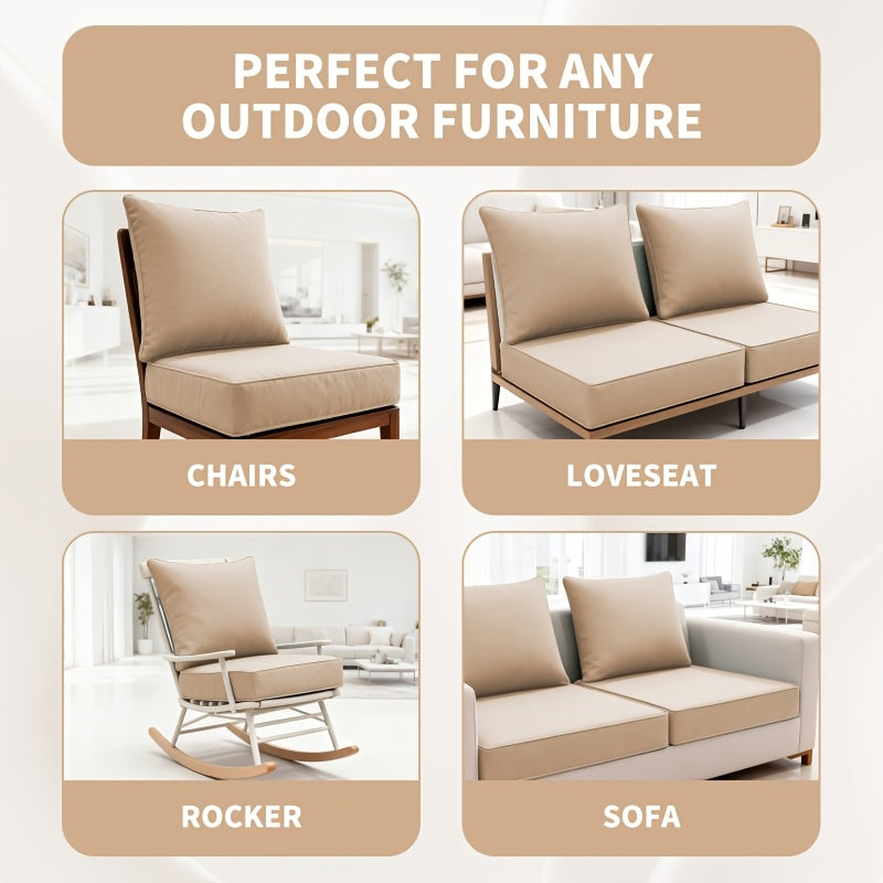 Thick Seat Cushion Set Of 24 Inches X 24 Inches X 6.5 Inches. Resistant to Fading, Easy to Clean, Water-resistant. Detachable Deep Seat Cushion And Back Cushion. Soft And Comfortable Cushions for Patios, Balconies, And Offices