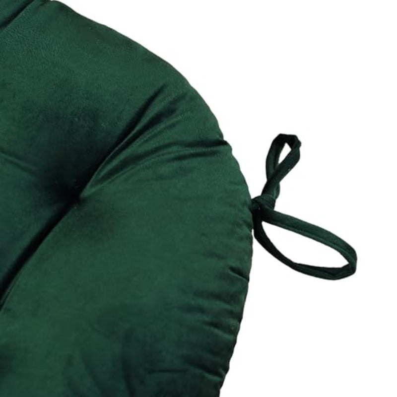 Pair of 2 High-Back Tufted Cushions for Outdoor Chairs, Measuring 44 X 21 Inches, Featuring Water-Resistant Fabric, Designed for Patio Dining Chairs with Ties, Suitable for Garden Furniture in a Dark Green Color