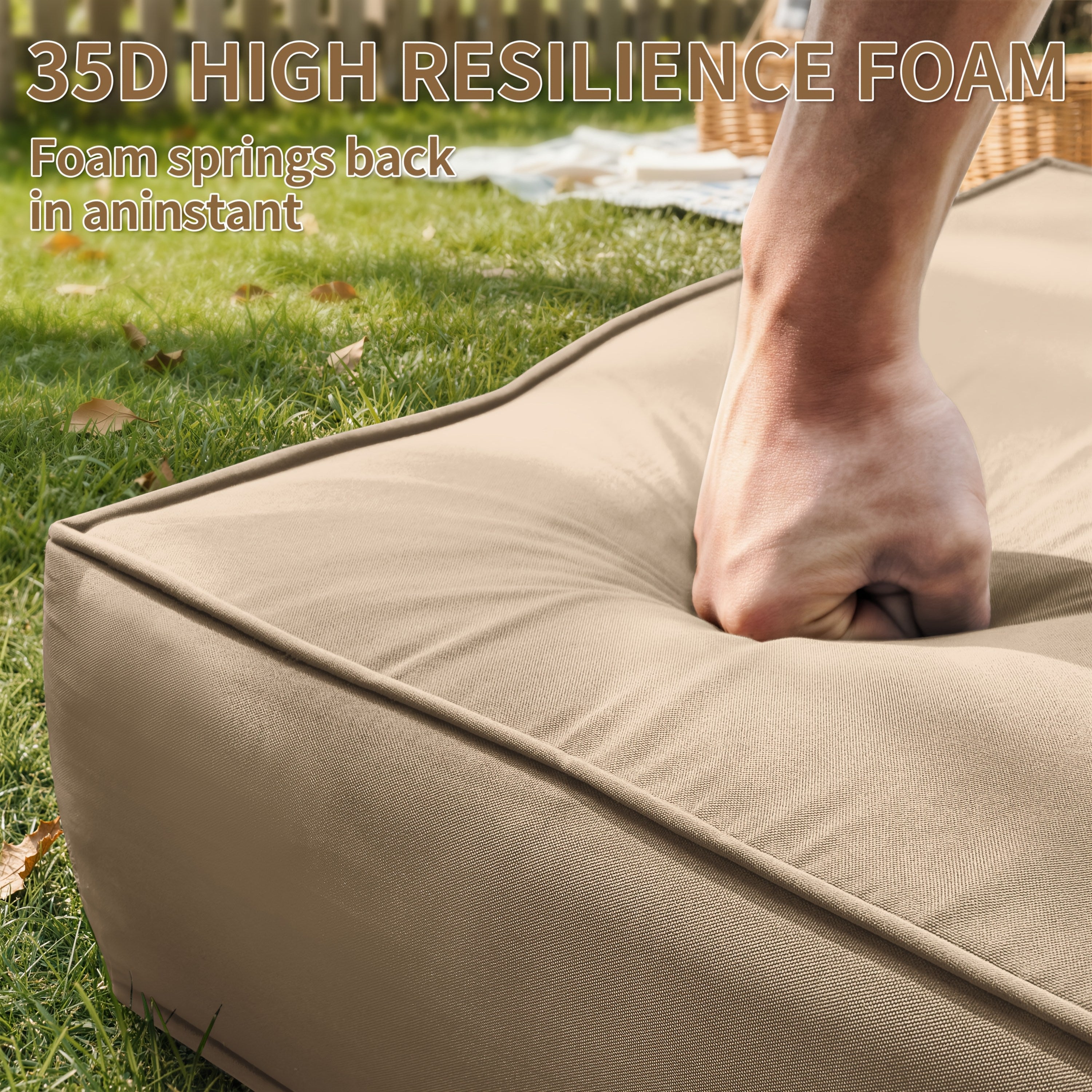 Outdoor Cushion Set of 1pc\u002F2pcs\u002F4pcs\u002F6pcs - Thick 35D High-Density Foam Cushions Measuring 24*24*6.5 Inches, Featuring Quick Rebound, High Durability, And Easy Cleaning, Suitable for Outdoor Furniture Like Sofas And Patio Chairs