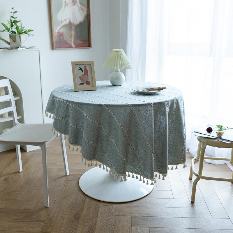 A Vintage Rustic Tablecloth Set (Wrinkle-Resistant, with Fringe Trim And Embroidered Design) Suitable for Dining Rooms, Kitchens, And Living Areas | Summer Collection | Ideal Christmas Gift | Dimensions: 60\