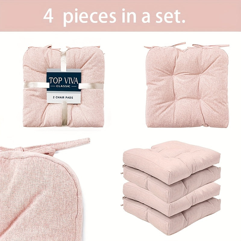 Soft Chair Cushions Set of 4 Soft Chair Cushions for Dining Chairs, Indoor Kitchen Chair Cushions with Ties, 15.3\