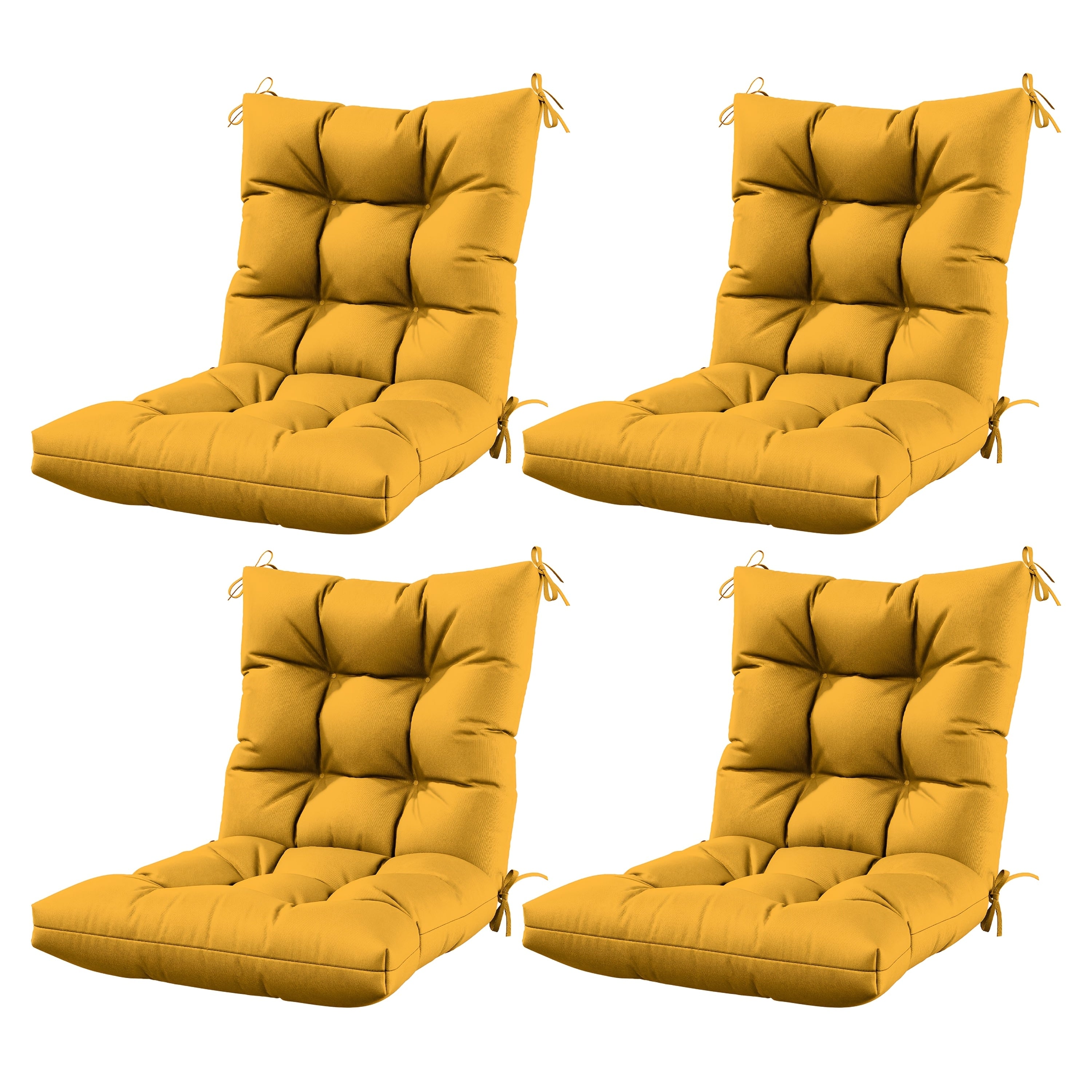 Set of 4 Outdoor Seat\u002FBack Cushions, 5 Inches Thick with High Elasticity, Fade-Resistant, Waterproof, And Durable Tufted Pads (With Ties).