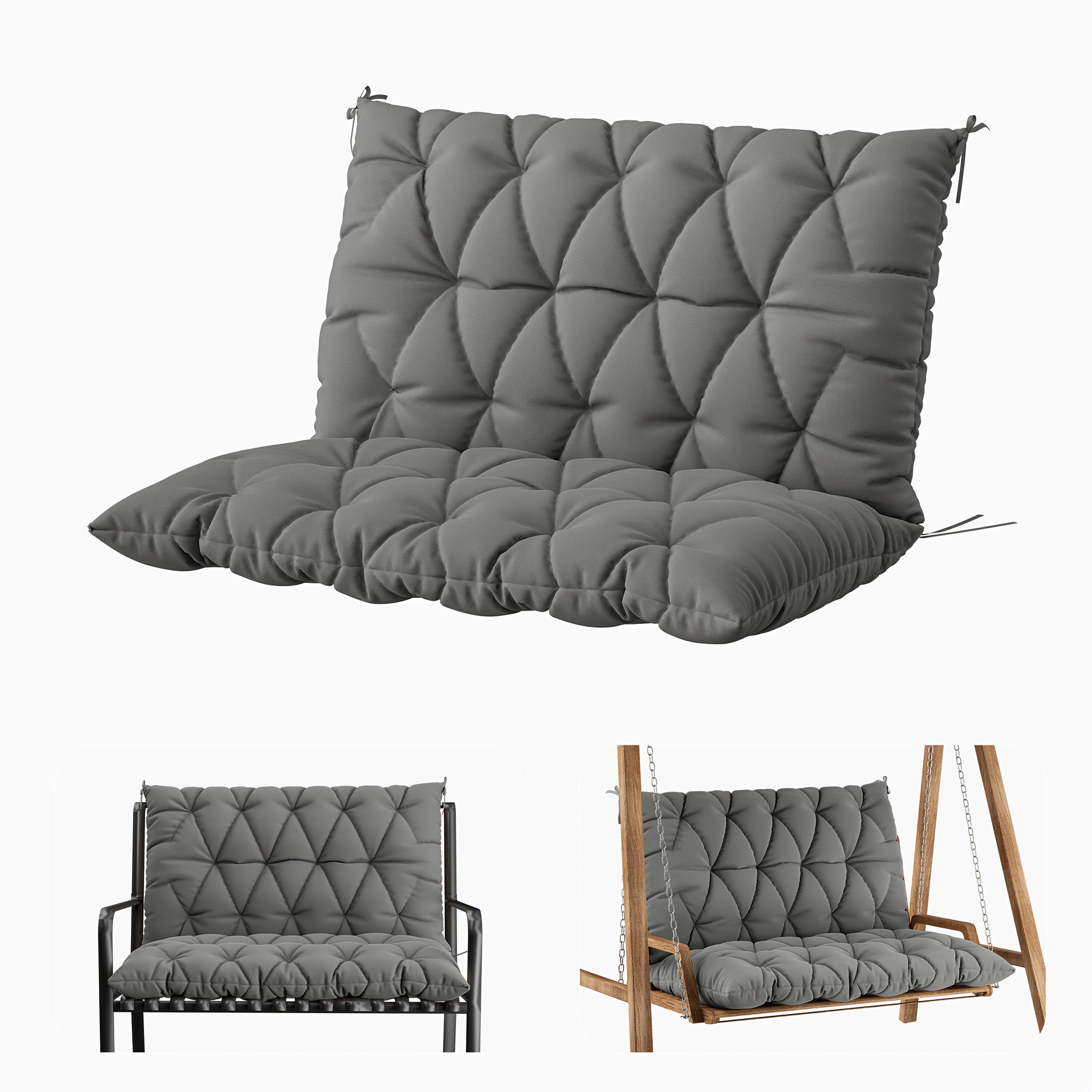 1pc Outdoor Swing Cushion With Backrest, 47x40 Inches, 5 Inches Thick, Waterproof Chair Cushion For Outdoor Furniture, 2-3 Seat Replaceable 5 Inch Swing Cushion, Great For Backyard, Garden, Etc., 19 Colors Available, Cushion Only