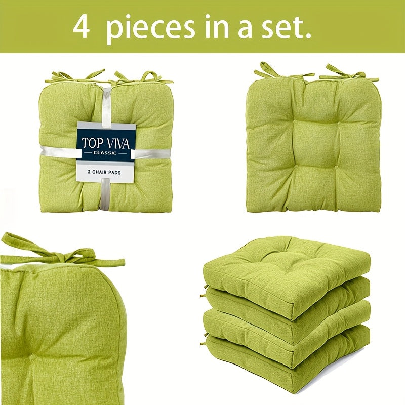Soft Chair Cushions Set of 4 Soft Chair Cushions for Dining Chairs, Indoor Kitchen Chair Cushions with Ties, 15.3\