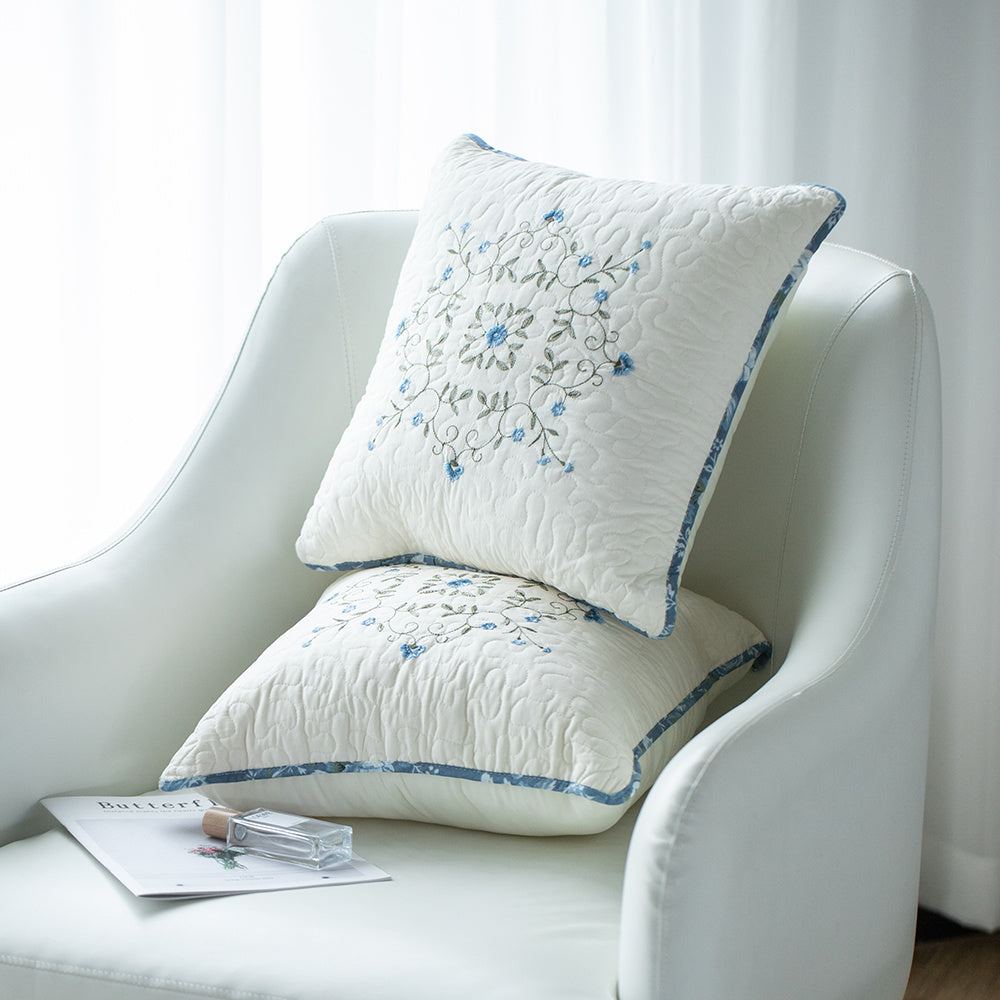 1pc Luxurious Cotton Stitched Embroidery Cushion - Soft Decorative Throw Pillow for Home, Bedroom, College Dorm, Camper, RV and Guestroom - - Machine Washable