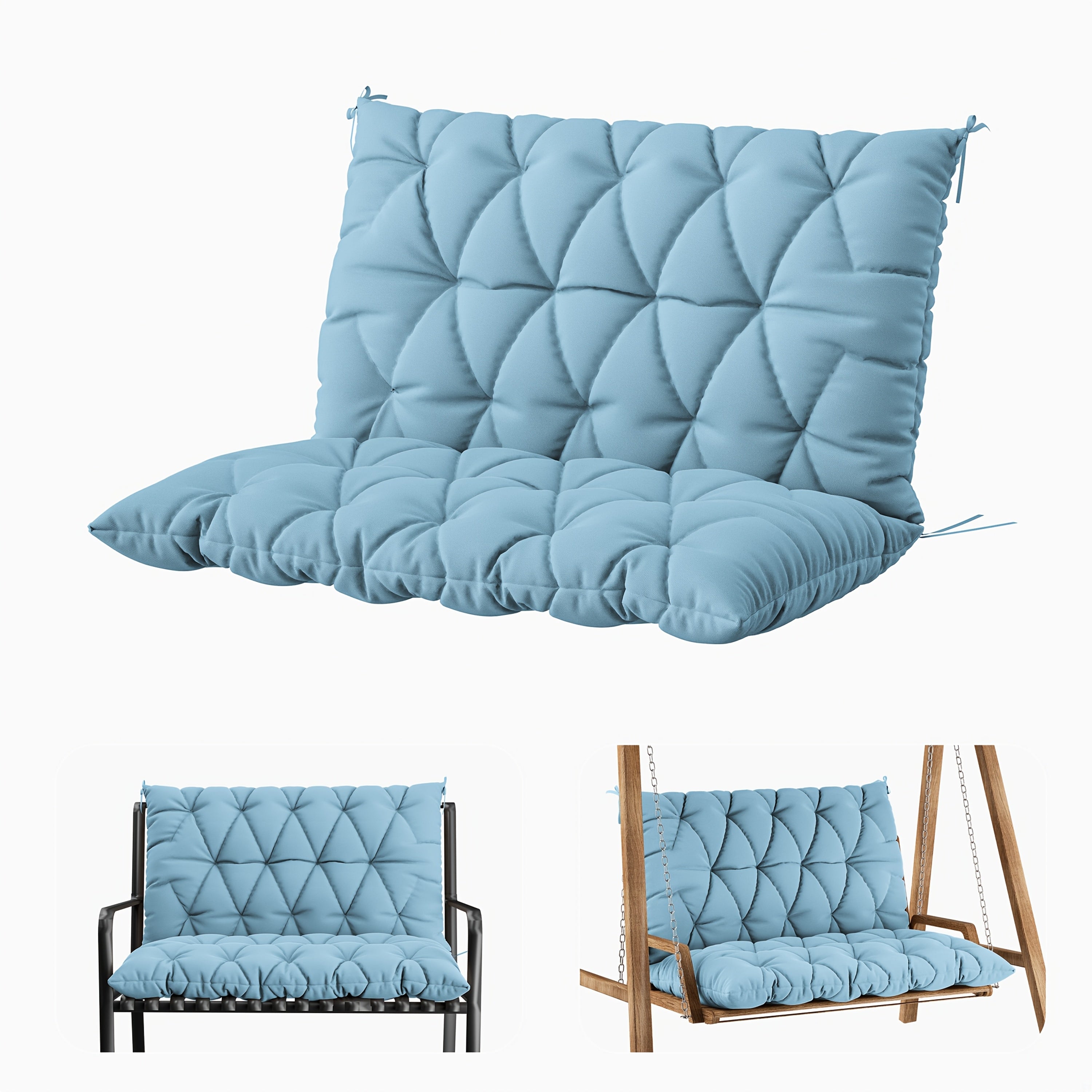 1pc Outdoor Swing Cushion With Backrest, 47x40 Inches, 5 Inches Thick, Waterproof Chair Cushion For Outdoor Furniture, 2-3 Seat Replaceable 5 Inch Swing Cushion, Great For Backyard, Garden, Etc., 19 Colors Available, Cushion Only