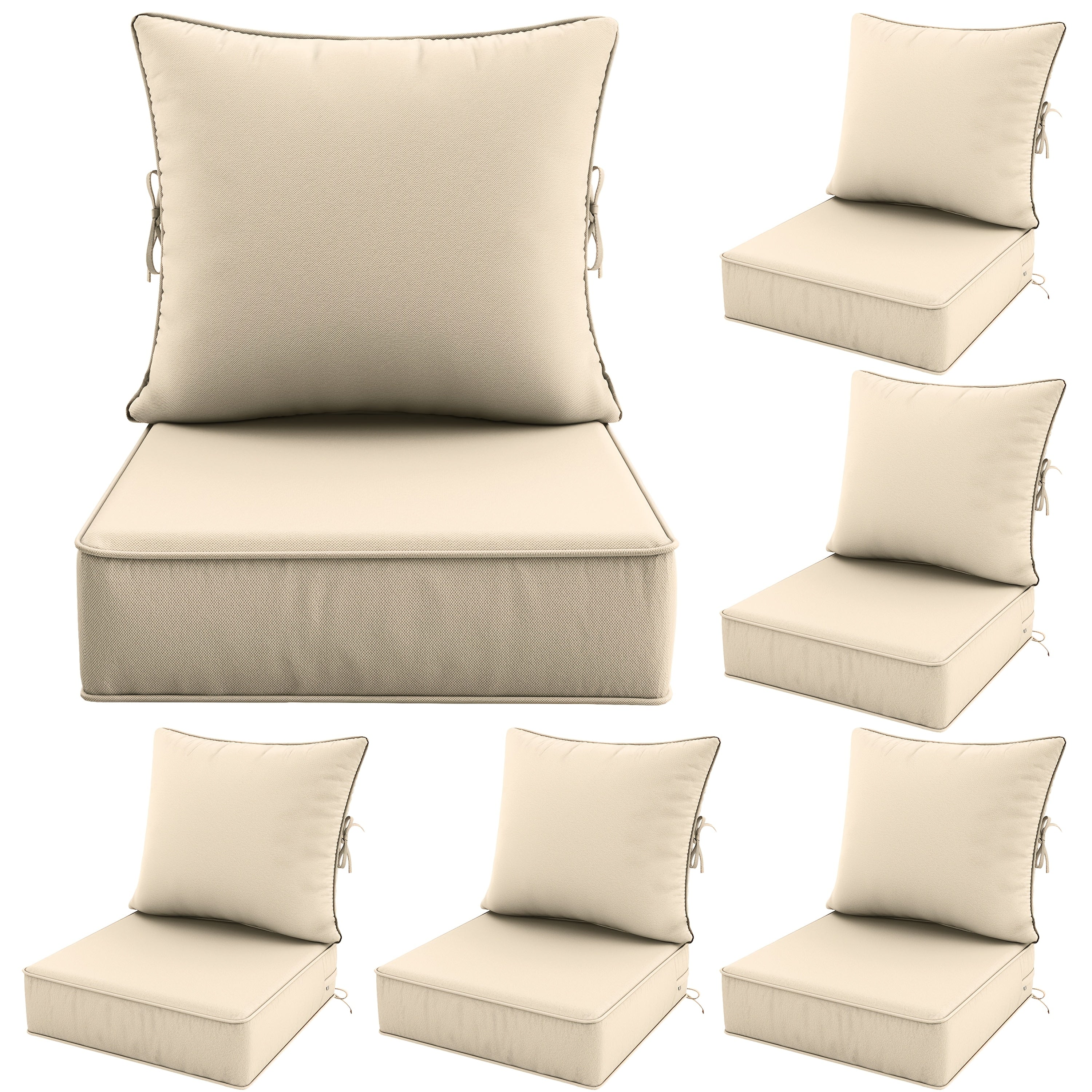 Outdoor Cushion Set of 1pc\u002F2pcs\u002F4pcs\u002F6pcs - Thick 35D High-Density Foam Cushions Measuring 24*24*6.5 Inches, Featuring Quick Rebound, High Durability, And Easy Cleaning, Suitable for Outdoor Furniture Like Sofas And Patio Chairs