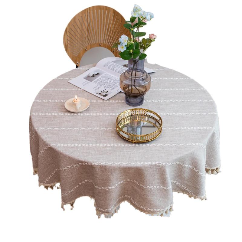 A Vintage Rustic Tablecloth Set (Wrinkle-Resistant, with Fringe Trim And Embroidered Design) Suitable for Dining Rooms, Kitchens, And Living Areas | Summer Collection | Ideal Christmas Gift | Dimensions: 60\