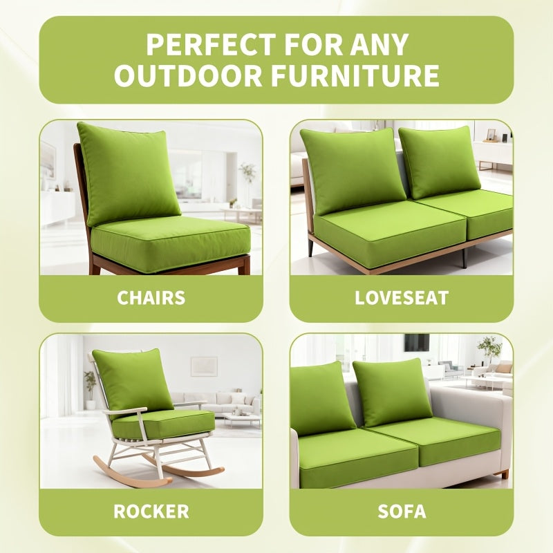 Thick Seat Cushion Set Of 24 Inches X 24 Inches X 6.5 Inches. Resistant to Fading, Easy to Clean, Water-resistant. Detachable Deep Seat Cushion And Back Cushion. Soft And Comfortable Cushions for Patios, Balconies, And Offices