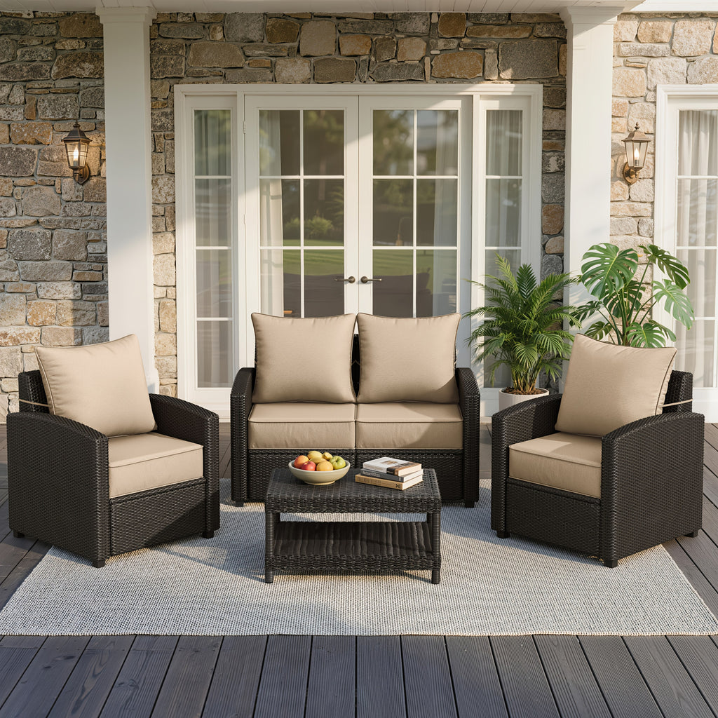 Outdoor Cushion Set of 1pc\u002F2pcs\u002F4pcs\u002F6pcs - Thick 35D High-Density Foam Cushions Measuring 24*24*6.5 Inches, Featuring Quick Rebound, High Durability, And Easy Cleaning, Suitable for Outdoor Furniture Like Sofas And Patio Chairs