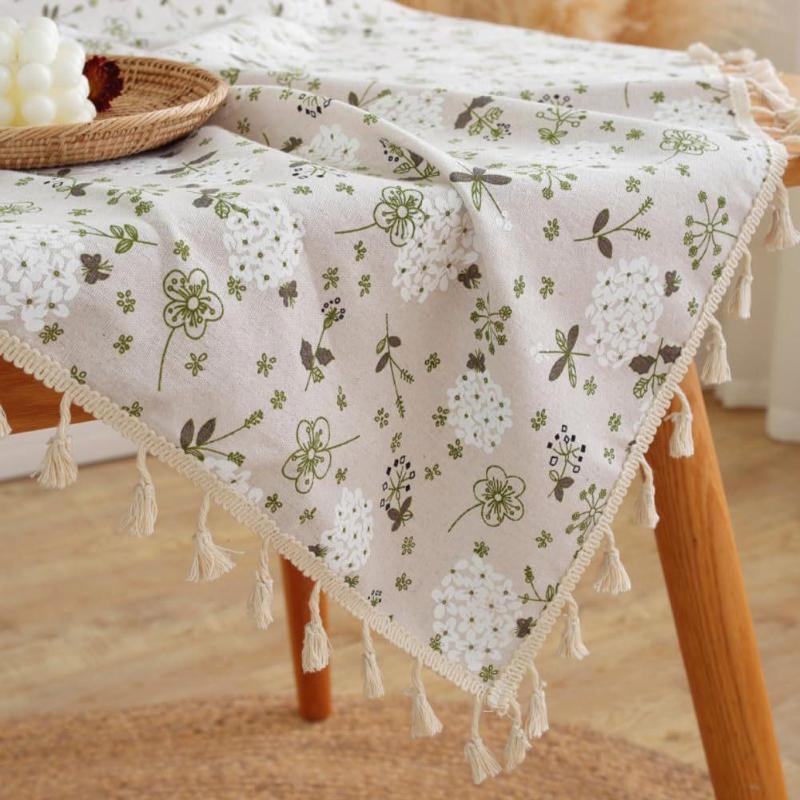 1 Set White Dandelion Artistic Tablecloth(Rustic Chic + Linen Texture) with Small Floral Pattern | Elegant Dining\u002FCozy Living Room\u002FCoffee Table Decoration | Summer Collection | Spring Festival Gift | 78.74x118.11inch