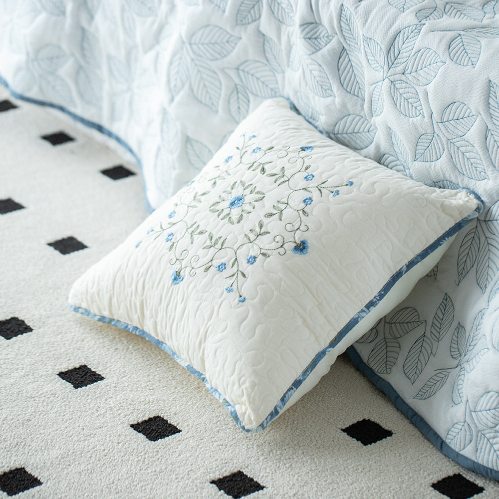 1pc Luxurious Cotton Stitched Embroidery Cushion - Soft Decorative Throw Pillow for Home, Bedroom, College Dorm, Camper, RV and Guestroom - - Machine Washable