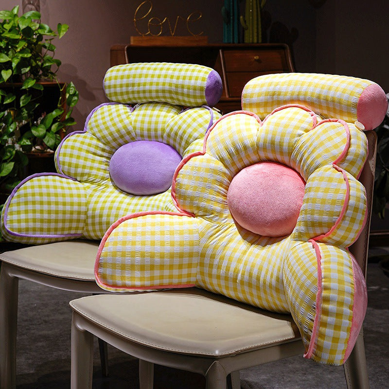 Checkered Petal Headboard Cushion, Bedroom Bed Pillow, Reading\u002Foffice Sofa Pillow, Lumbar Support Pillow. Simple Design, Suitable for Various Home Styles. A Perfect Moving, Holiday, or Birthday Gift for Family and Friends.