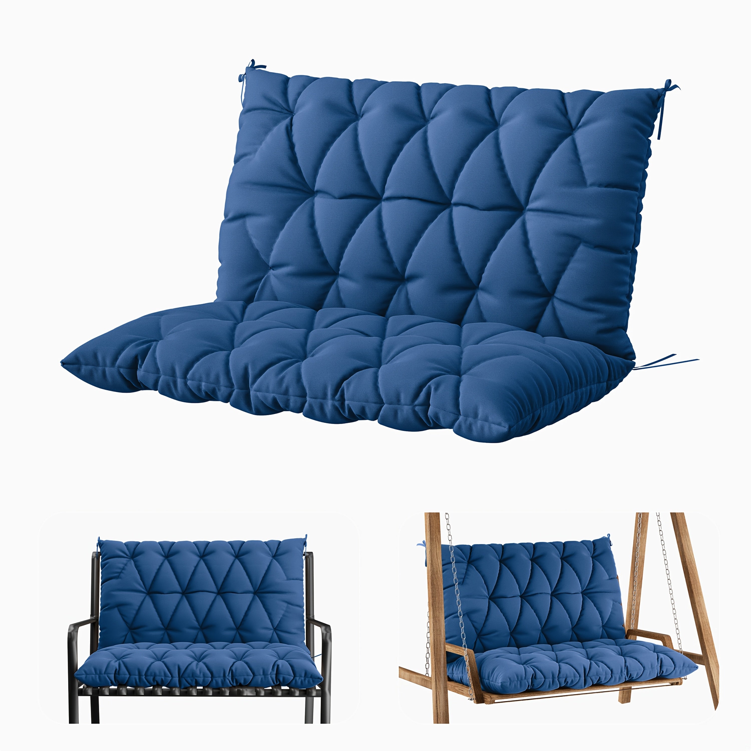 1pc Outdoor Swing Cushion With Backrest, 47x40 Inches, 5 Inches Thick, Waterproof Chair Cushion For Outdoor Furniture, 2-3 Seat Replaceable 5 Inch Swing Cushion, Great For Backyard, Garden, Etc., 19 Colors Available, Cushion Only