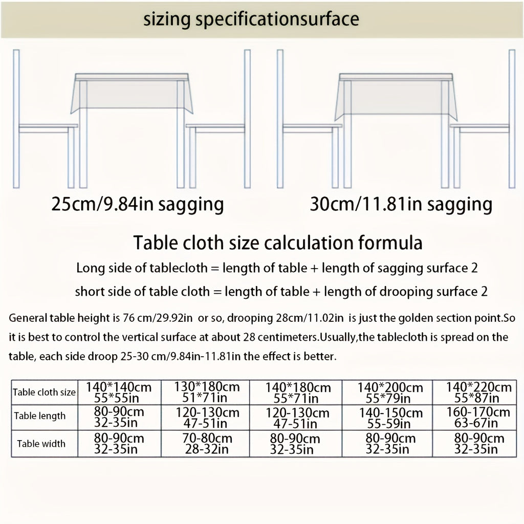 1pc Farmhouse Style Rectangular Tablecloth Suitable for Kitchen Dining Table - Elegant Striped Adhesive Table Cover with Fringe Trim, Washable & Easy Care, Fits for Farmhouse Decor, Fits Most Tables (Not Loose Fit)