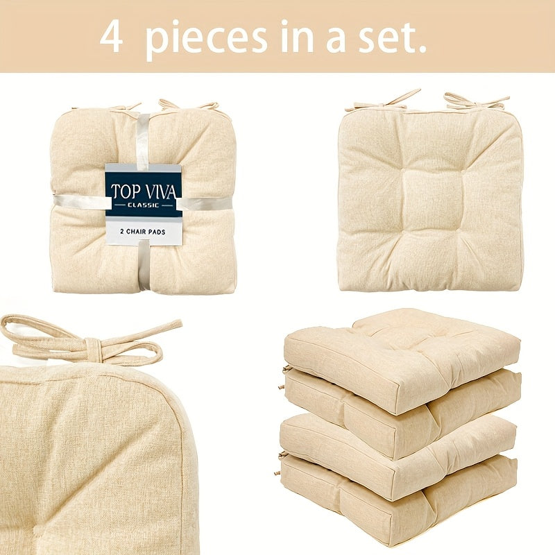 Soft Chair Cushions Set of 4 Soft Chair Cushions for Dining Chairs, Indoor Kitchen Chair Cushions with Ties, 15.3\